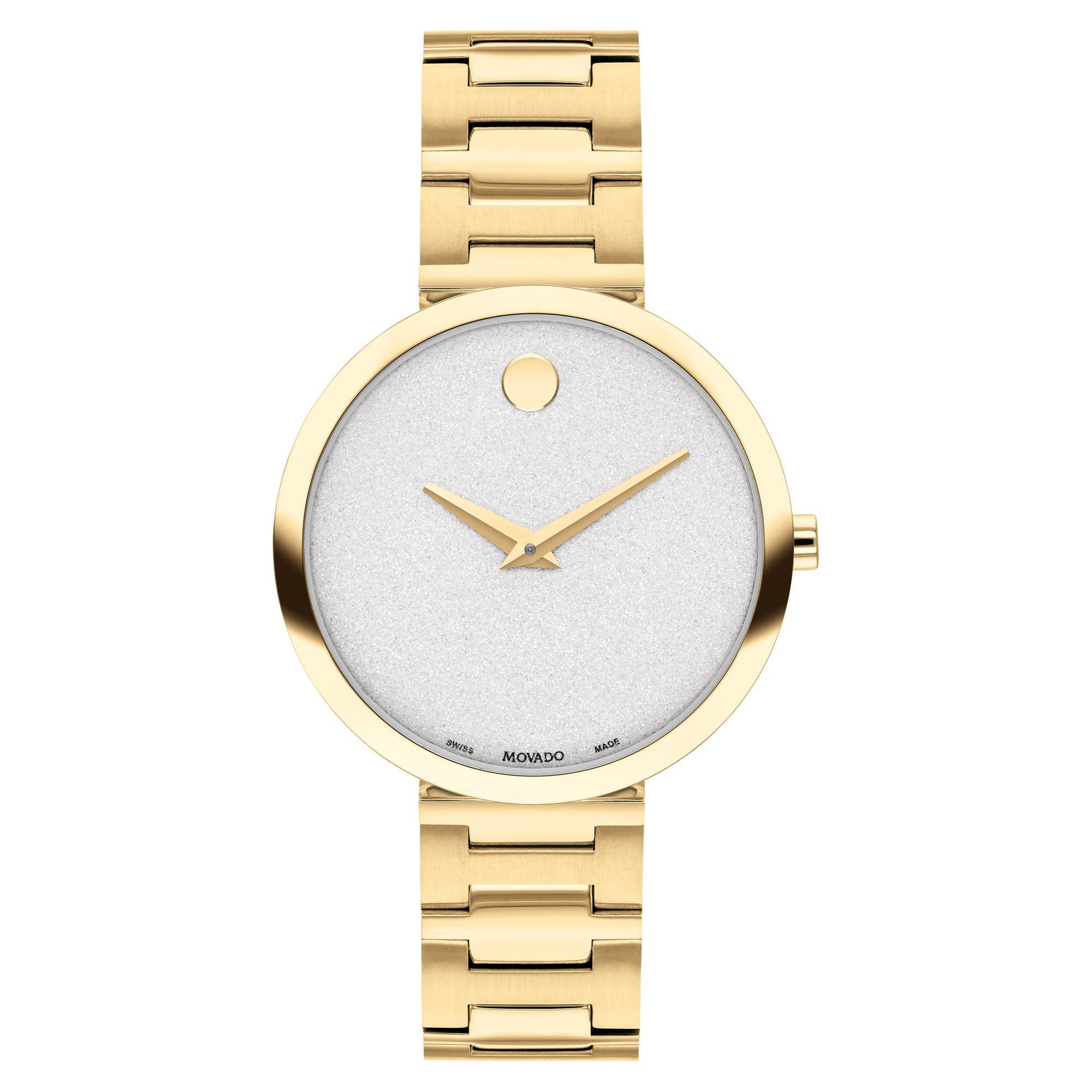 Ladies' Movado Museum Classic Sparkle Dial and Gold PVD-Finished Bracelet Watch | 32mm | 607519 -  0607519