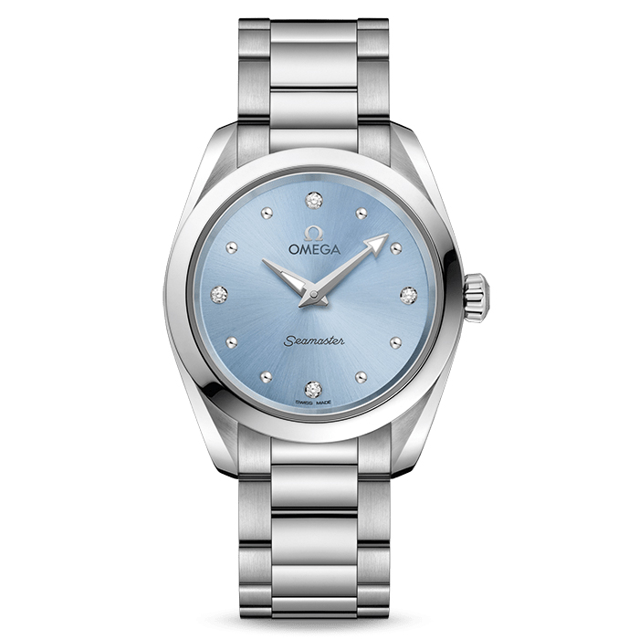 OMEGA Seamaster Aqua Terra 150M Quartz Ice Blue Diamond Dial Stainless Steel Watch | 28mm | O22010286053001