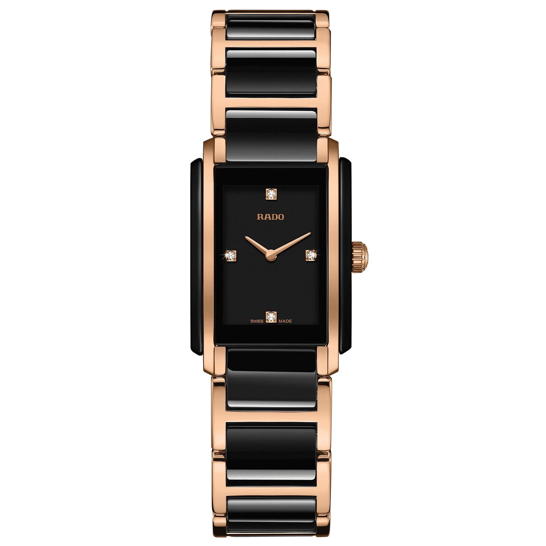 Ladies' Rado Integral Diamonds Two-Tone Rose and Black Watch R20612712