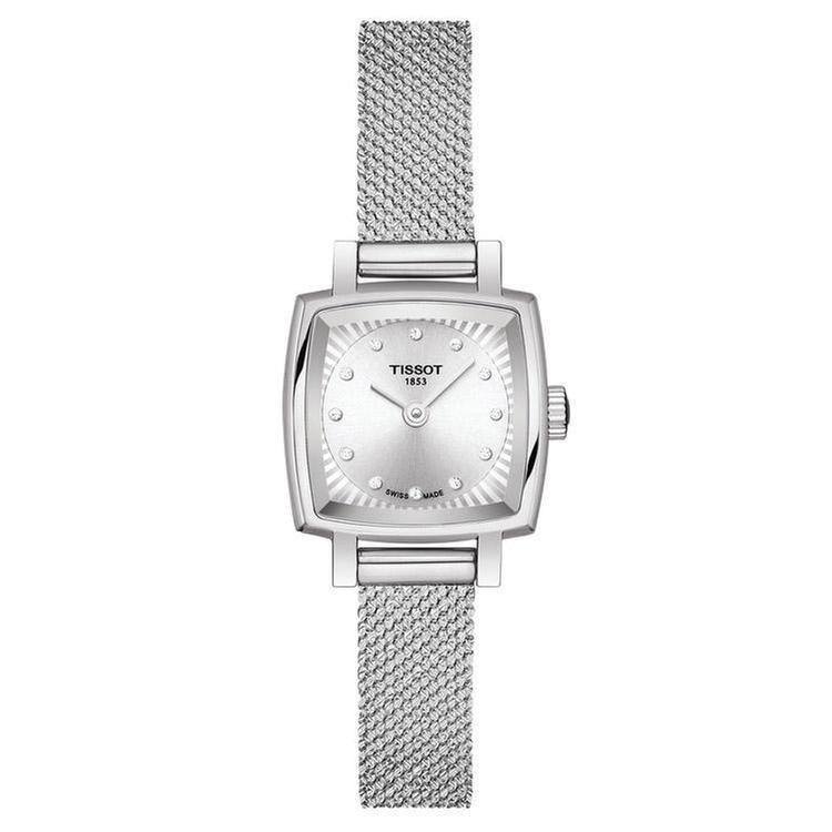 Ladies' Tissot Lovely Square Stainless Steel Mesh Diamond Watch T