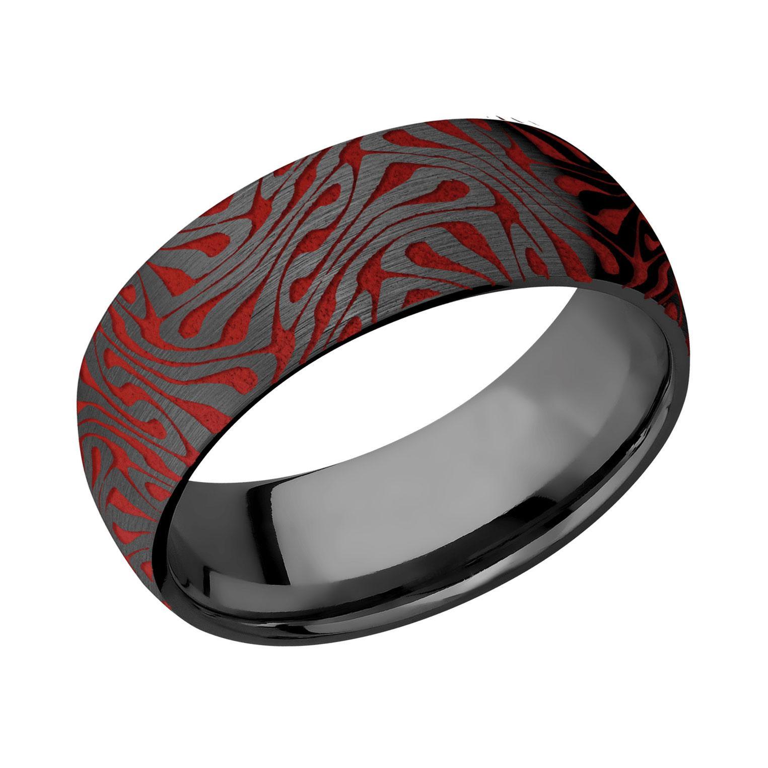 Lashbrook Black Zirconium and US Marine Corps Red Cerakote Escher Pattern Comfort Fit Band, 8mm