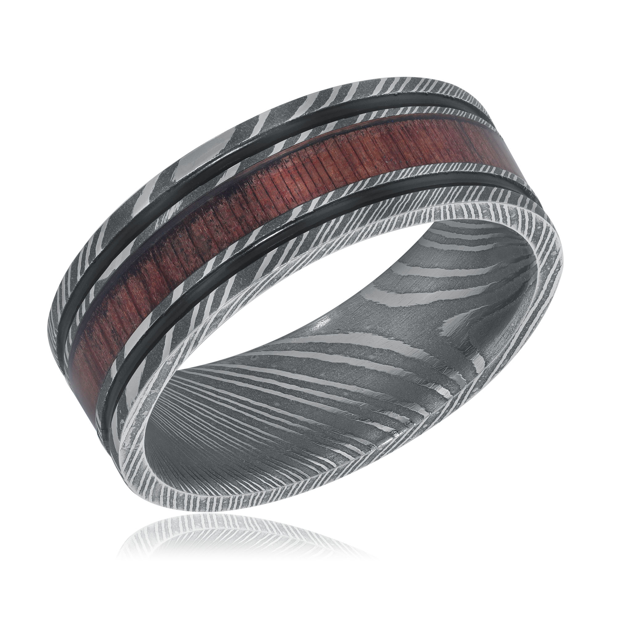 Lashbrook Damascus Steel with Sequoia Wood and Black Cerakote Inl