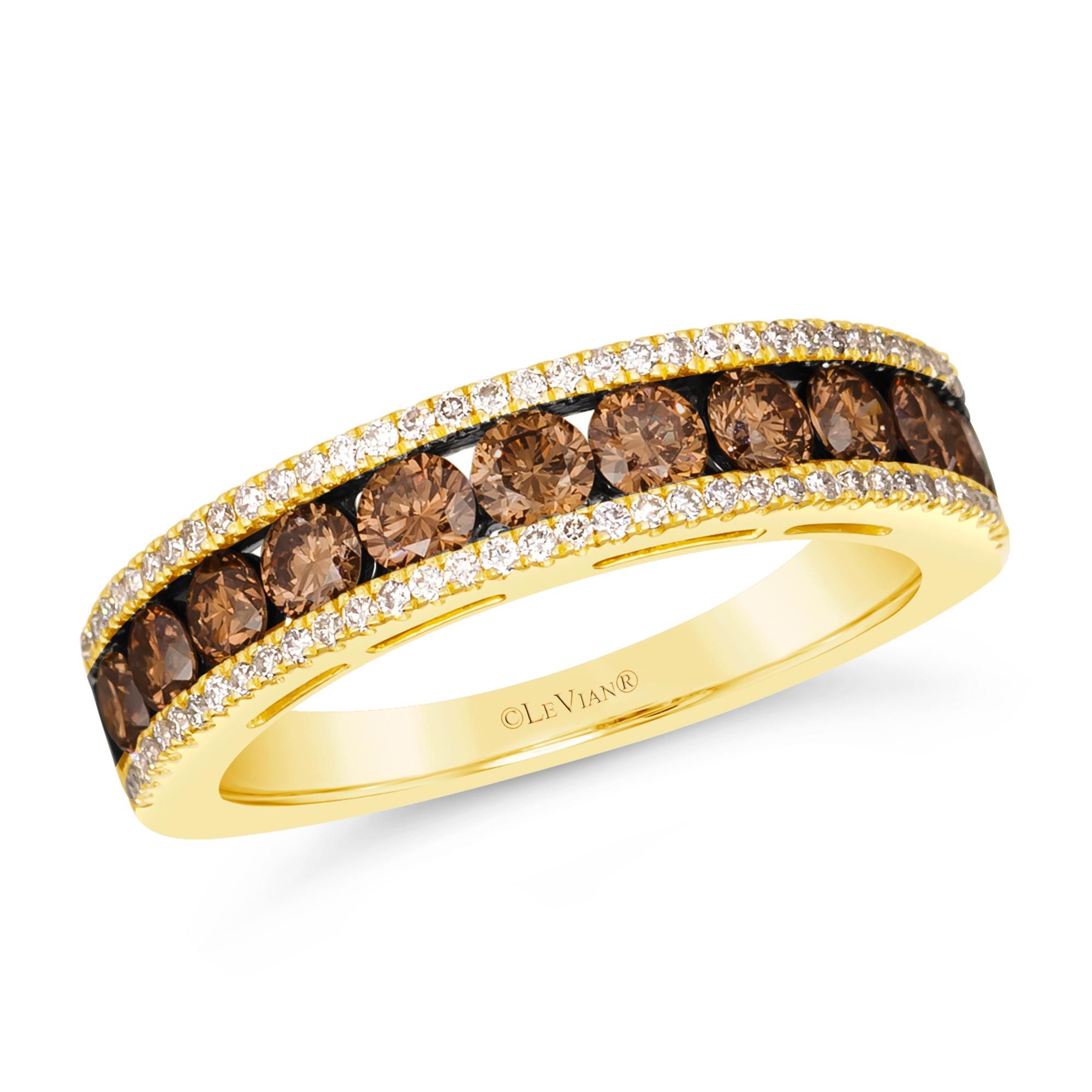 Le Vian(R) 1 1/8ctw Chocolate Diamonds(R) and Vanilla Diamonds(tm) 14k Honey Gold(tm) Ring