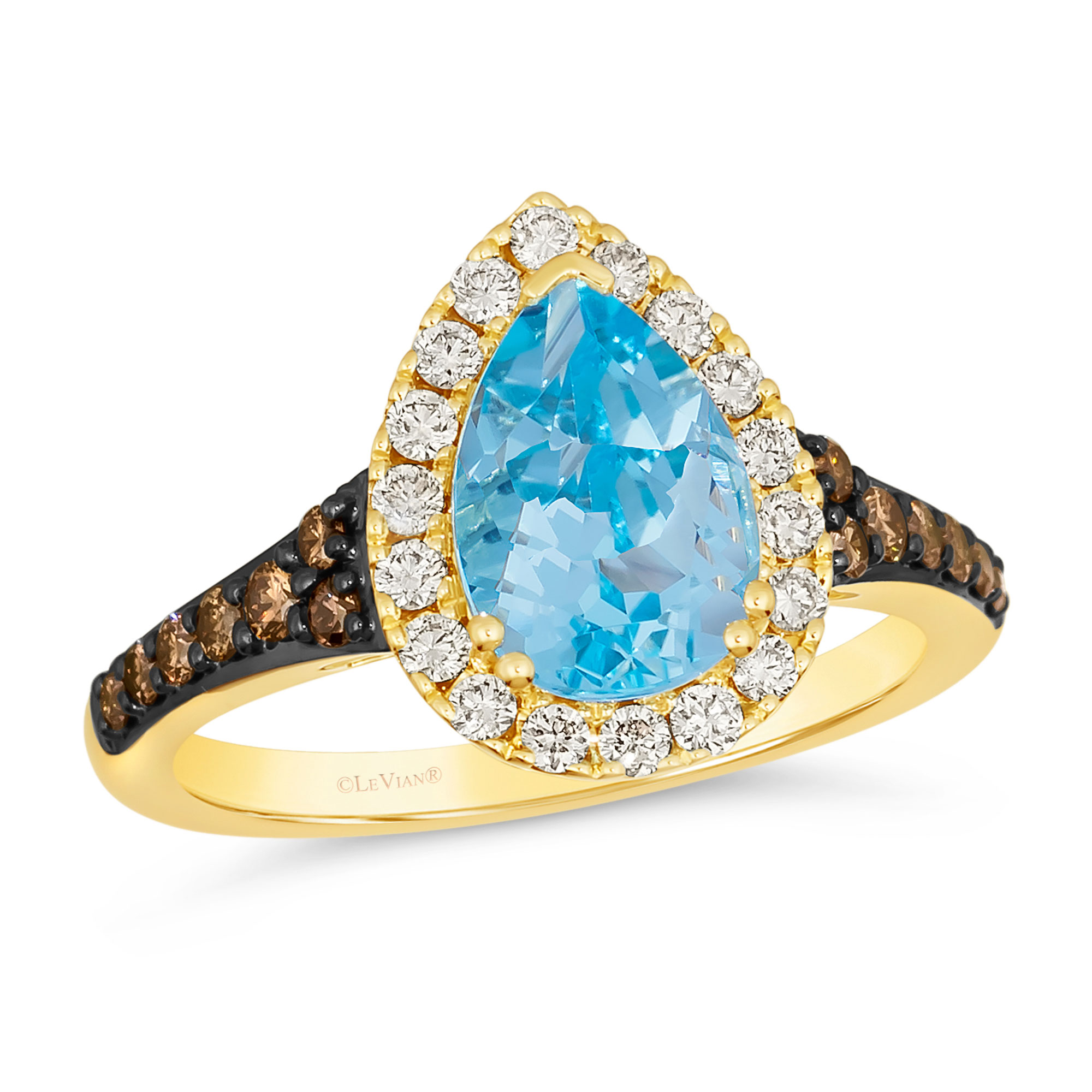 Le Vian Womens R 58ctw Chocolate DiamondsR and Nude Diamondstm Blue Topaz 14k Honey Goldtm Ring Ring Size 65 2300$