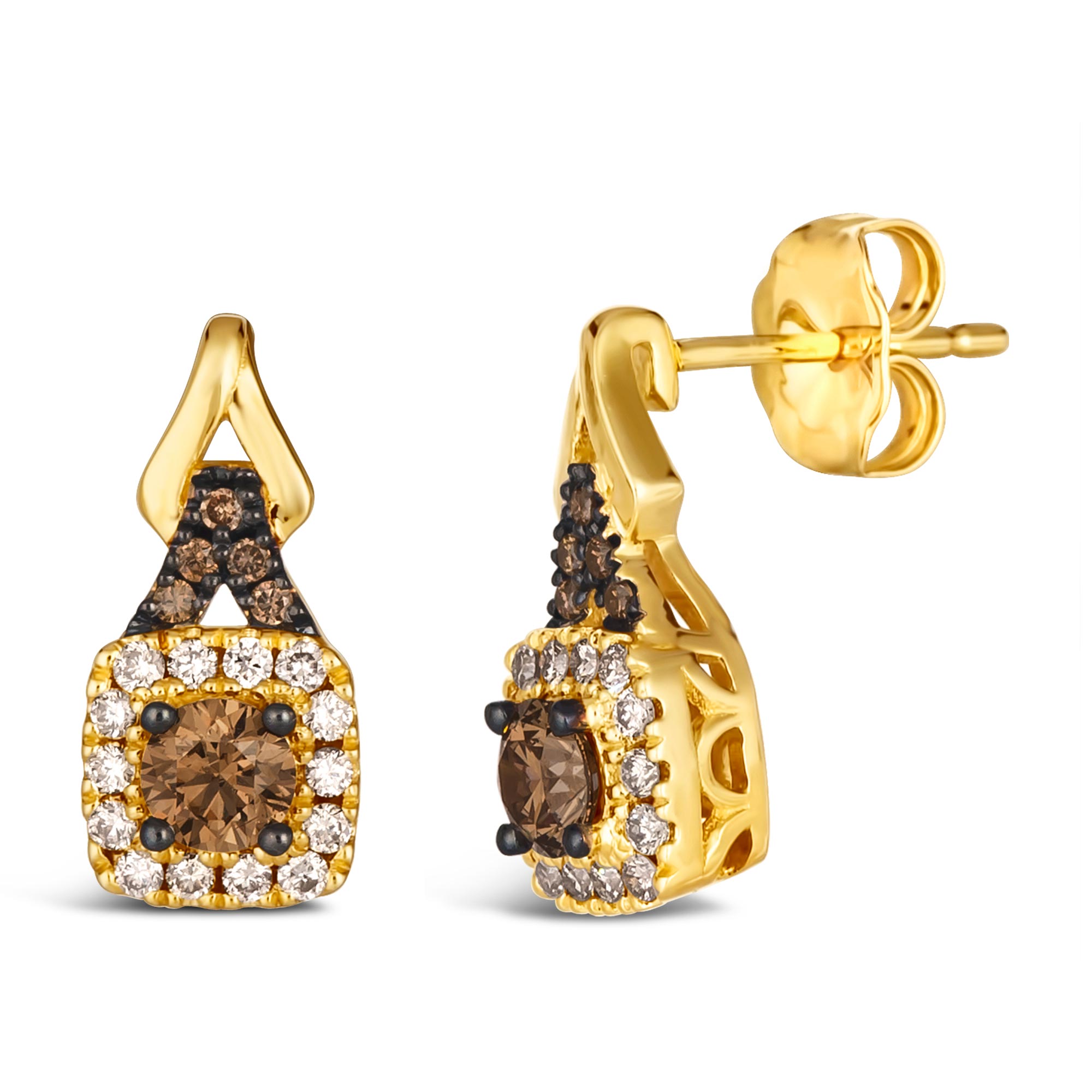 Le Vian(R) 5/8ctw Chocolate Diamonds(R) and Nude Diamonds(tm) 14k Honey Gold(tm) Halo Earrings -  TSSI 59