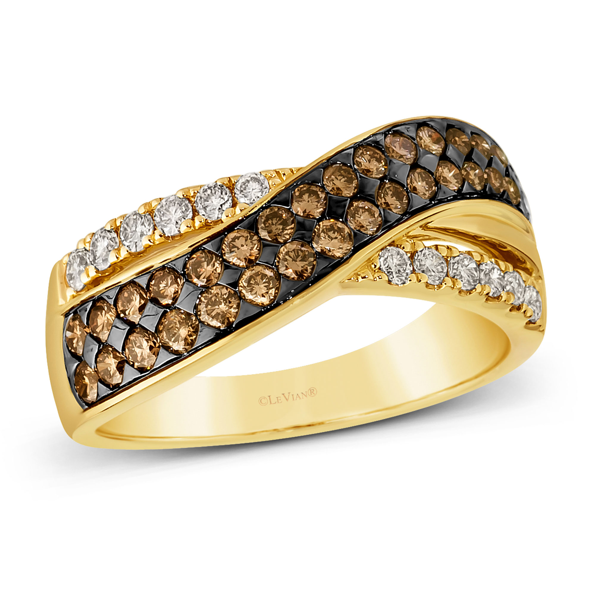 Le Vian(R) 7/8ctw Chocolate Diamonds(R) and Nude Diamonds(tm) 14k Honey Gold(tm) Ring