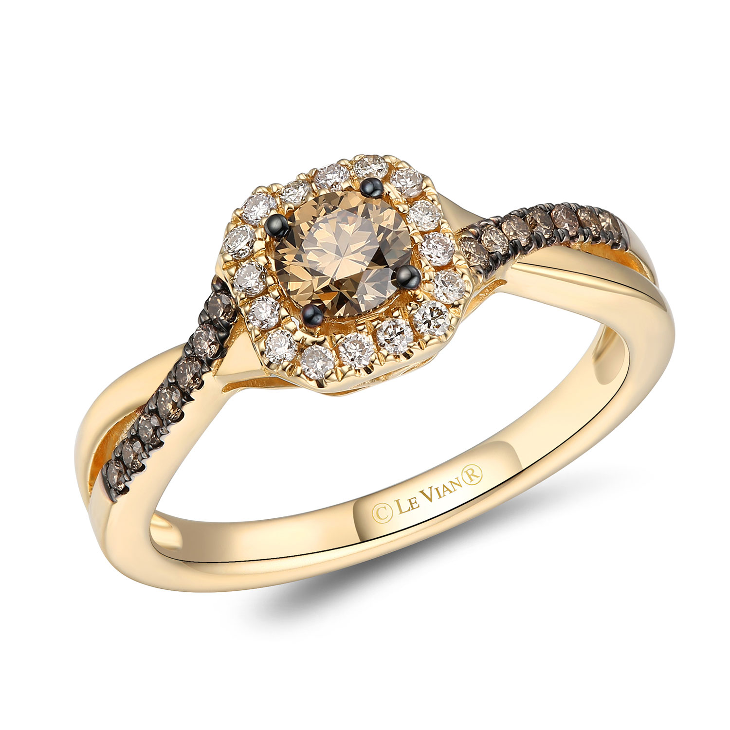 Le Vian(R) 1/2ctw Chocolate Diamonds(R) and Nude Diamonds(tm) in 14k Honey Gold(tm) Ring
