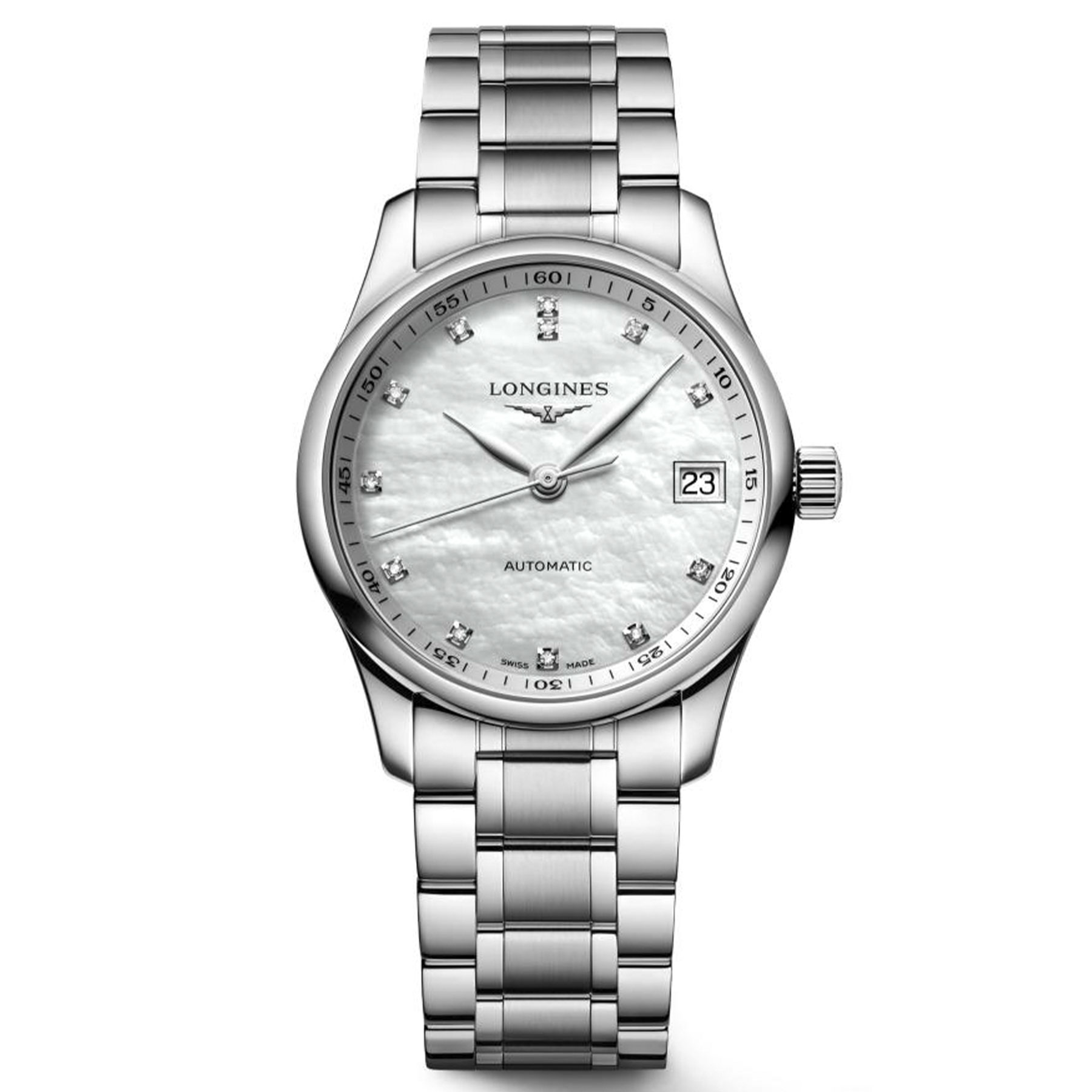 Master Collection Mother-of-Pearl Diamond Accented Dial Stainless Steel Bracelet Watch | 34mm | - Longines L23574876