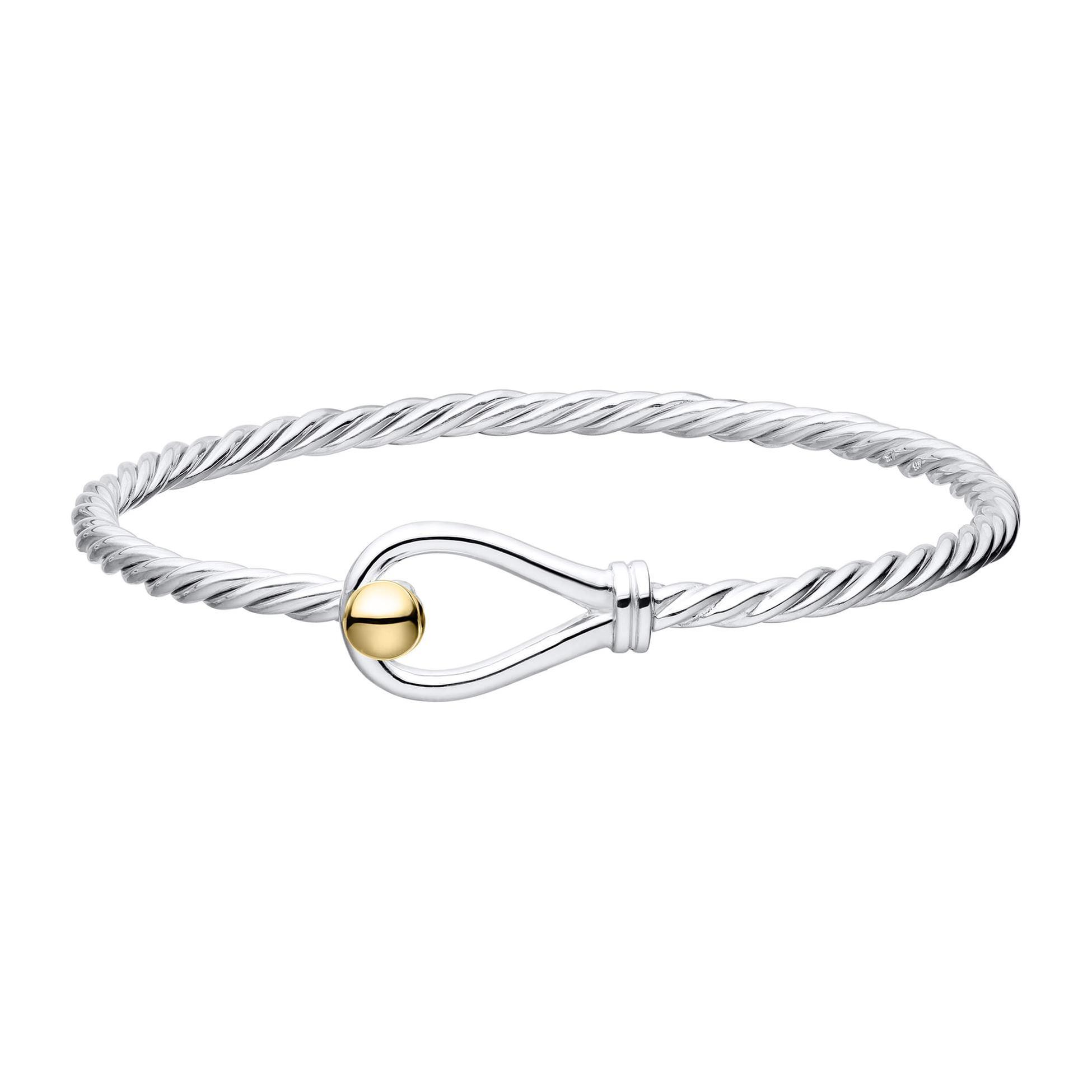 Loop and Ball Twistwire Two-Tone Bangle Bracelet