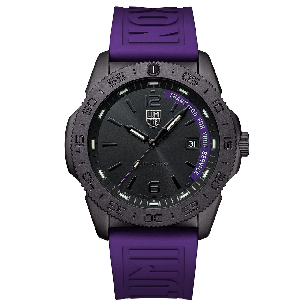 Luminox Thank You for Your Service Pacific Diver Black Dial Purple Rubber Strap Watch Set 44mm - XS3121BOTYSET 895$