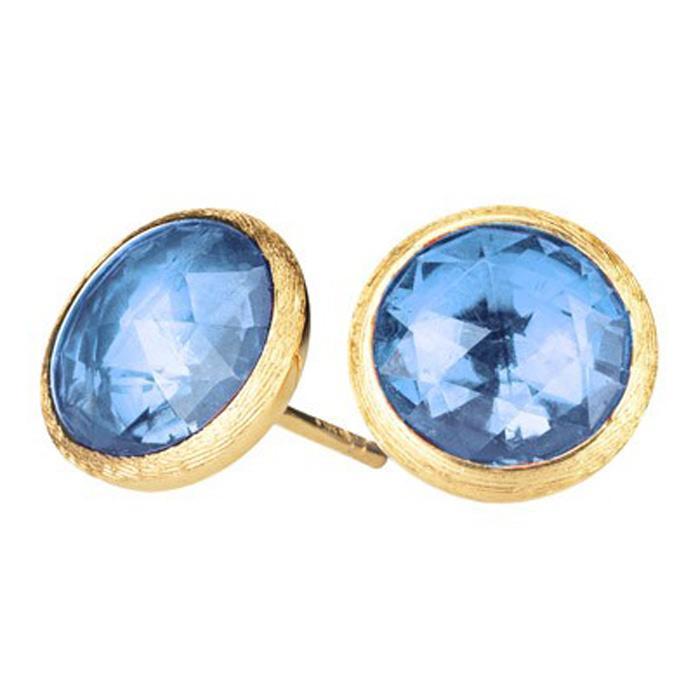 Marco Bicego Small Blue Topaz Button Earrings | Jaipur Collection