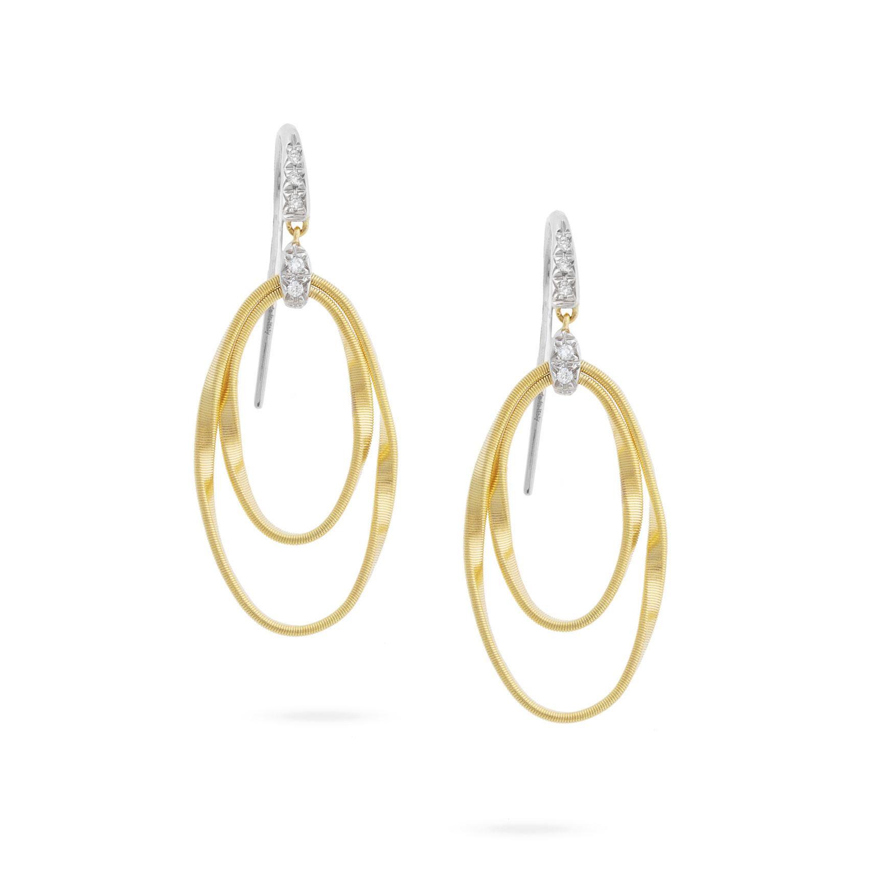Marco Bicego Yellow Gold and 1/15ctw Diamond Double Concentric Ho