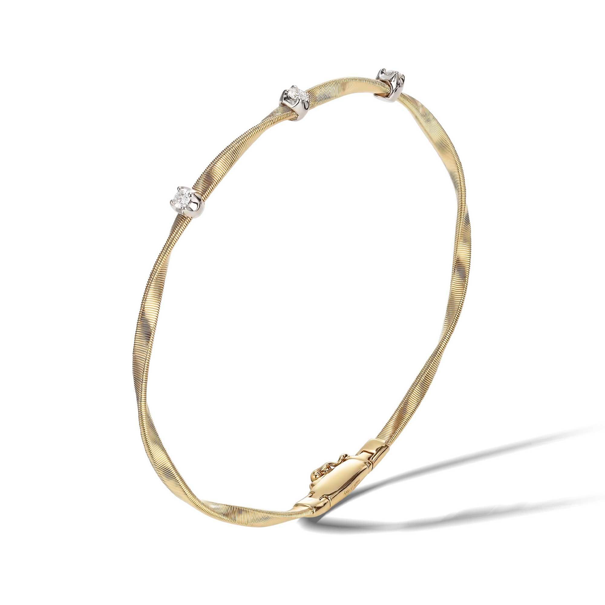 Marco Bicego Yellow Gold and 1/6ctw Diamond Stackable Bangle Brac