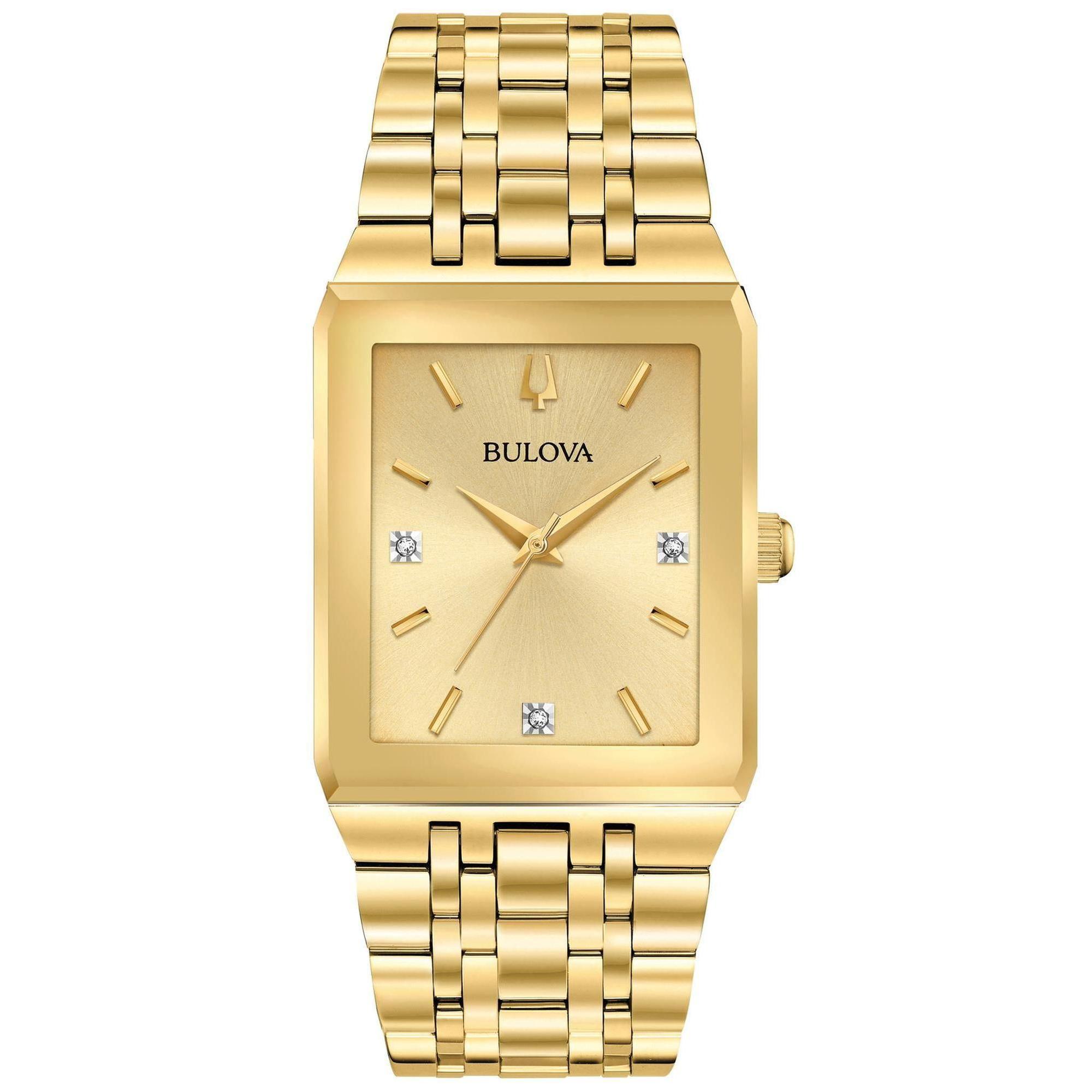 Men's  Futuro Quadra Rectangular Case Yellow Gold-Tone Stainless Steel Watch | 30x45mm | - Bulova 97D120