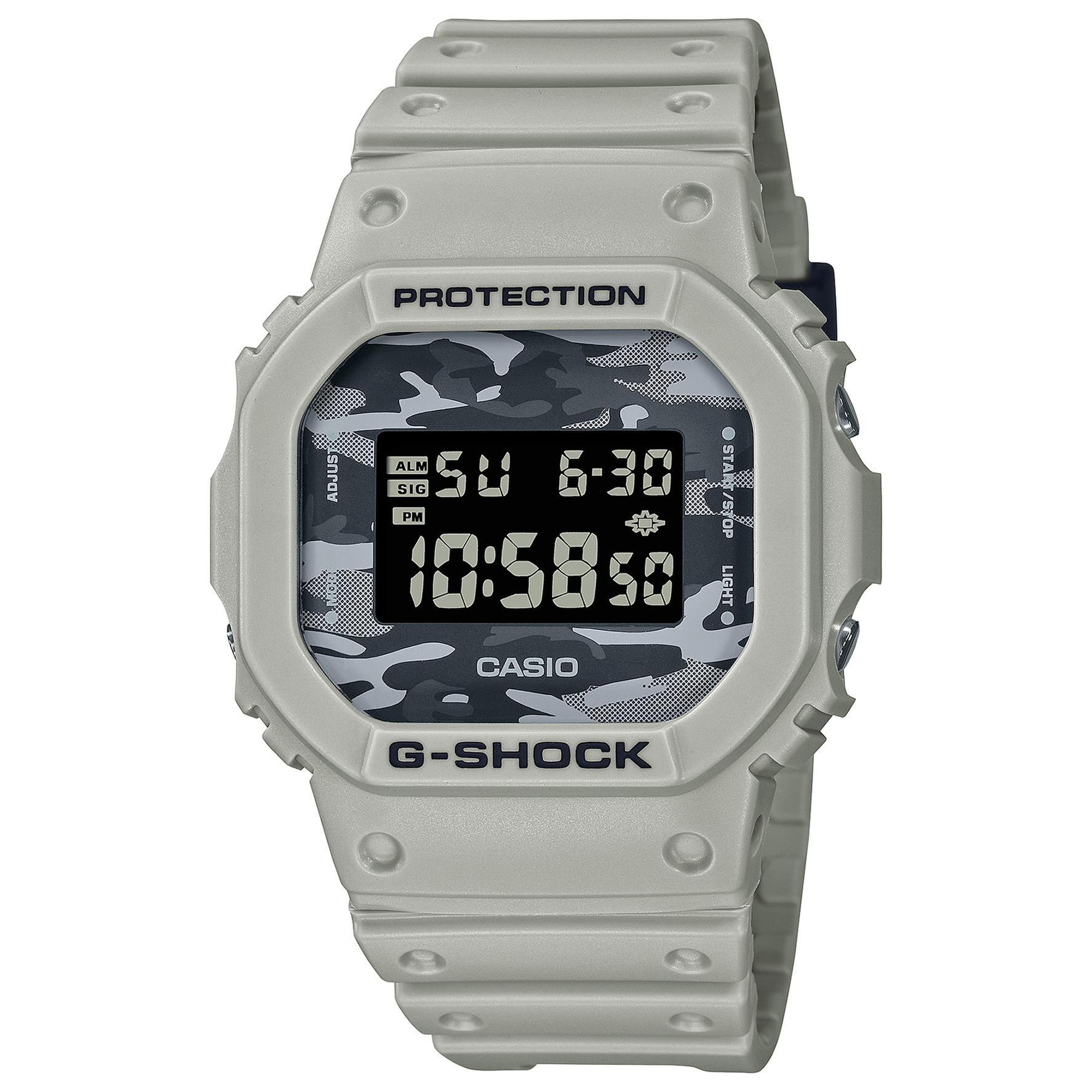 gas had het niet door Botsing Men's Casio G-Shock Digital Grey Resin Watch | Camouflage Dial | DW5600CA-8  | REEDS Jewelers