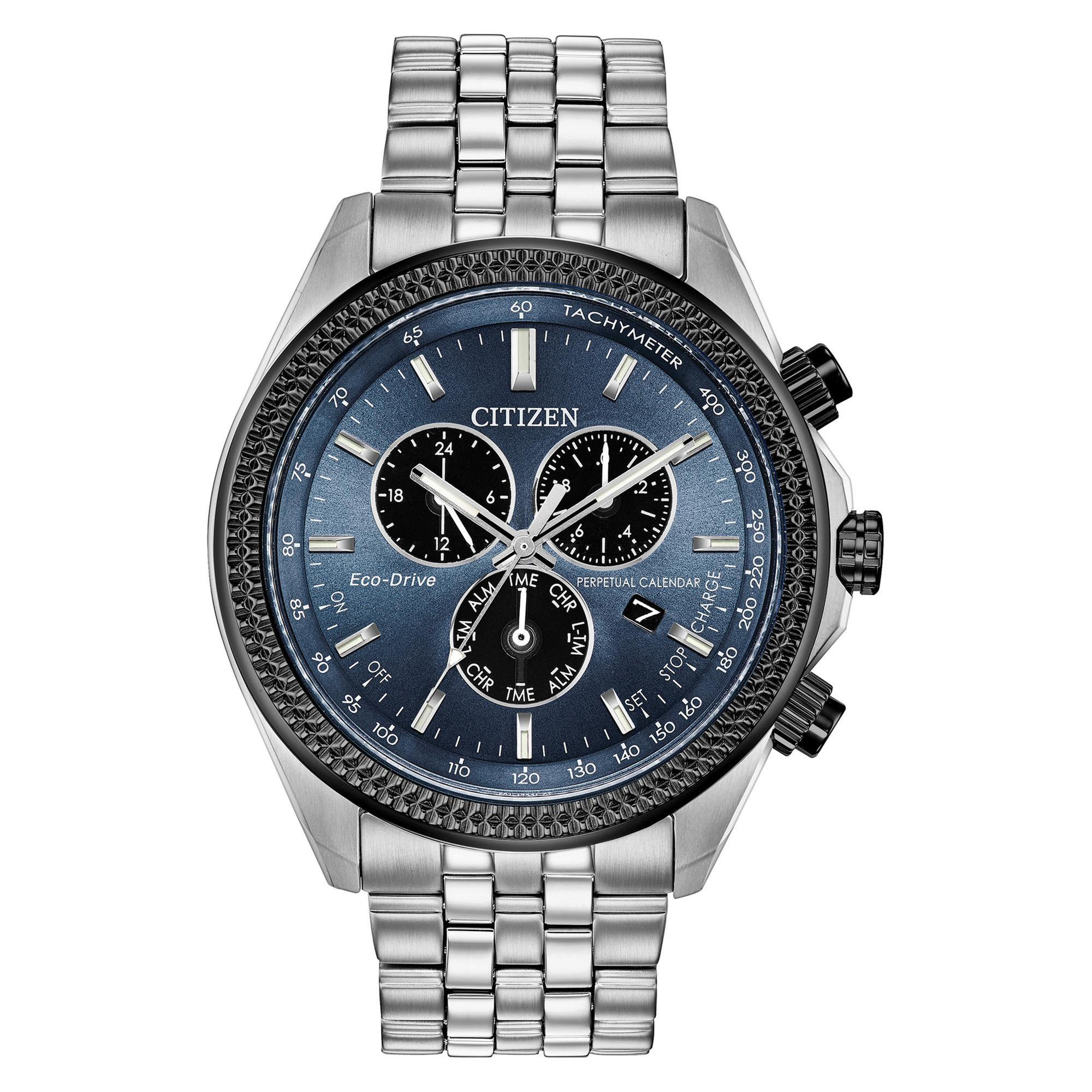 Men's Citizen Eco-Drive Brycen Chronograph Blue Black Watch | 44m