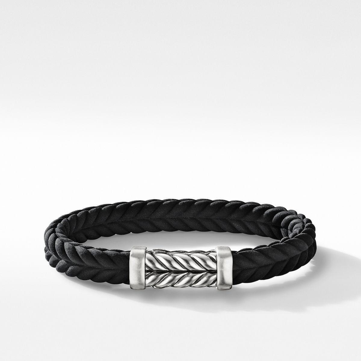 Men's David Yurman Chevron Black Rubber Link Bracelet - Large