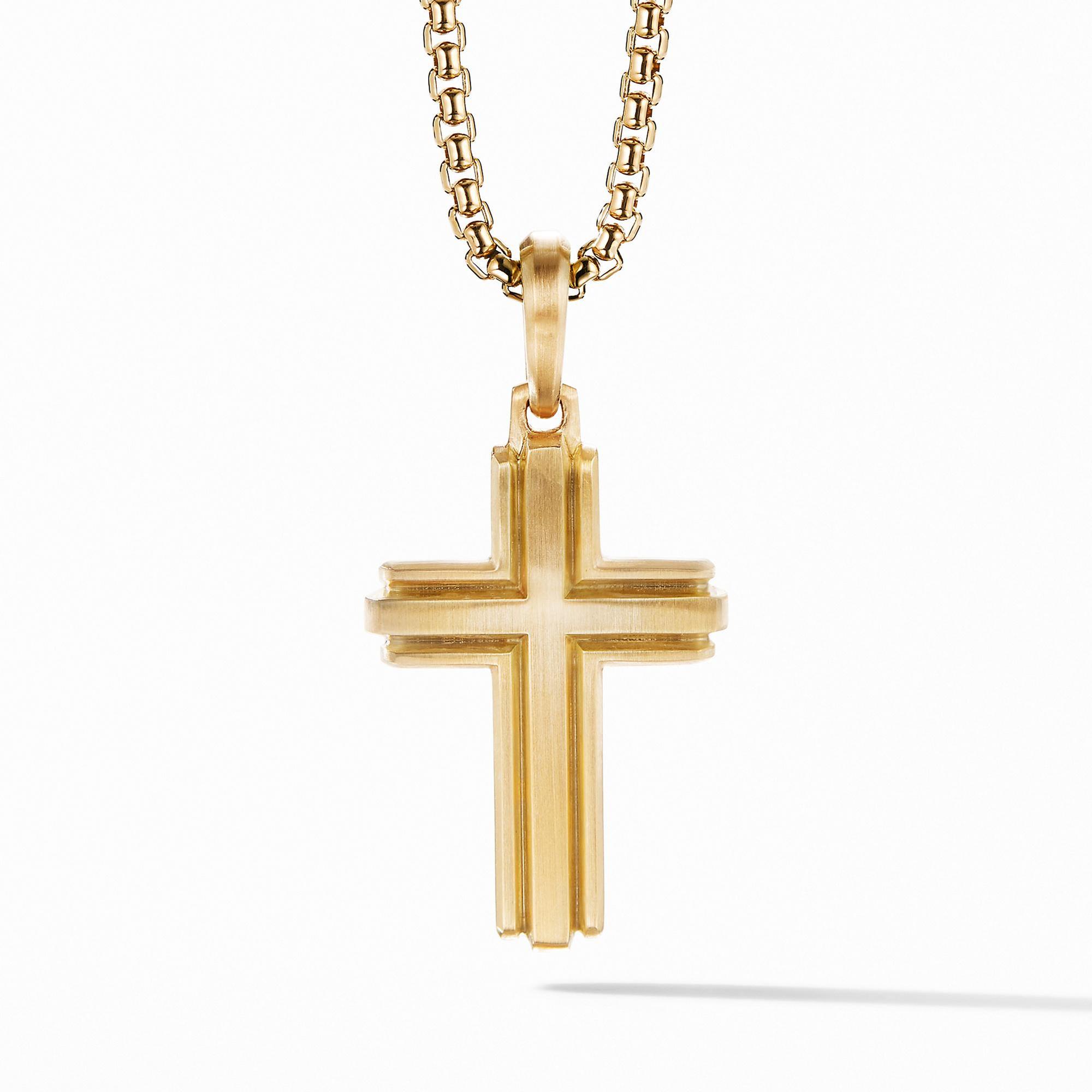 Men's David Yurman Deco Cross Pendant in 18k Yellow Gold