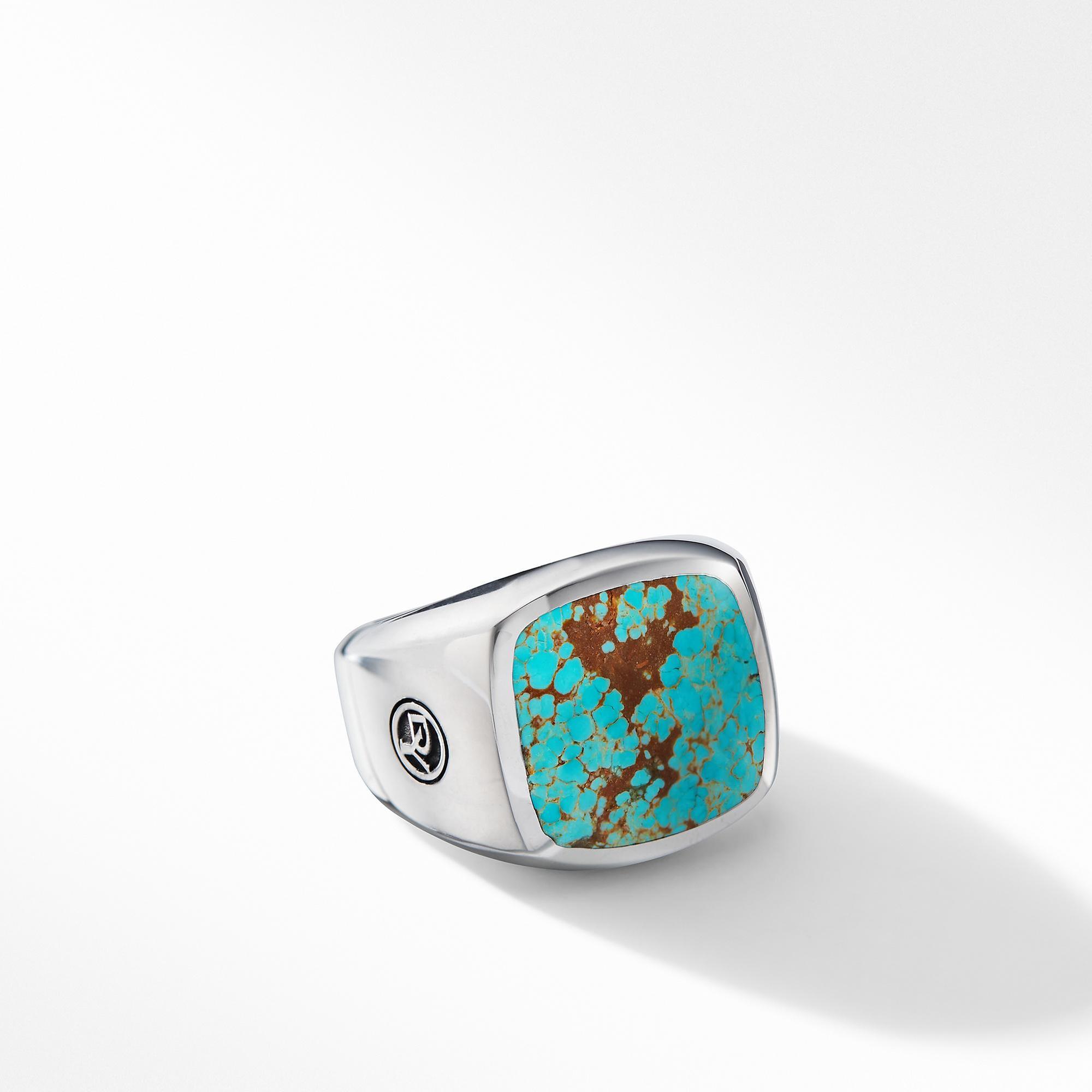 Men's David Yurman Exotic Stone Signet Ring with Turquoise - Size