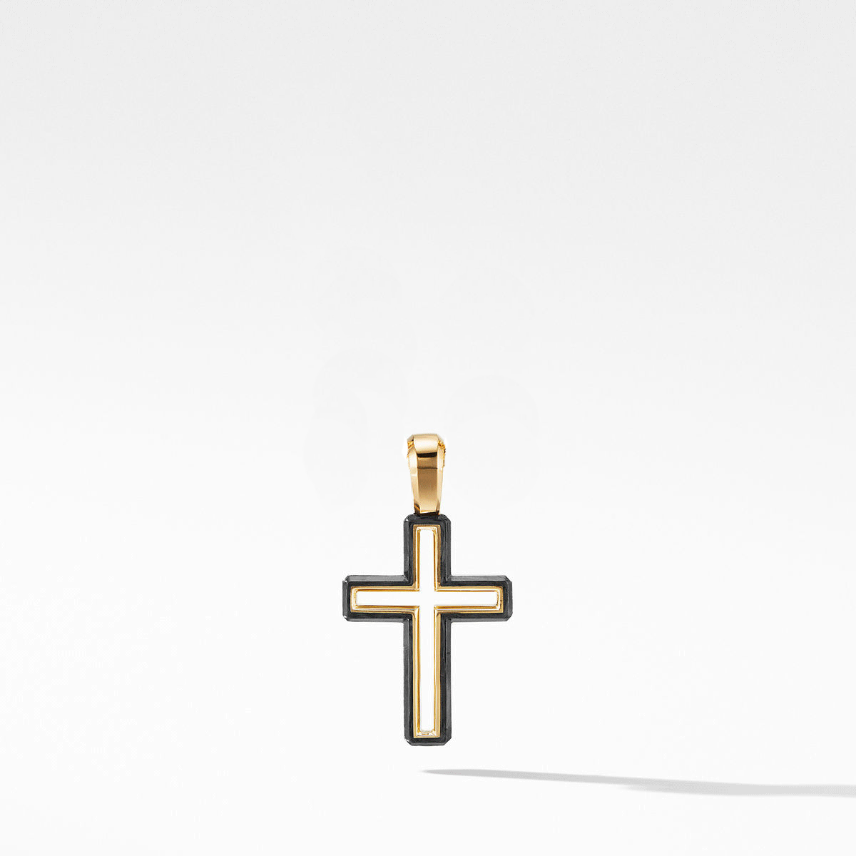 Men's David Yurman Forged Carbon Cross Pendant with 18K Gold