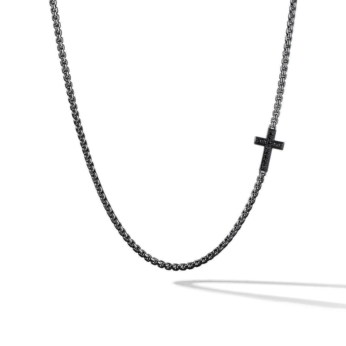 Men's David Yurman Pave Cross Necklace with Black Diamonds - 26 I