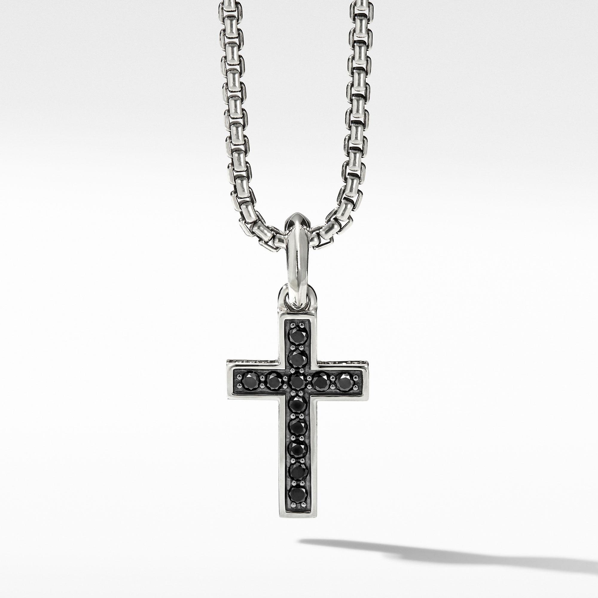 Men's David Yurman Streamline Cross Pendant with Pave Black Diamonds