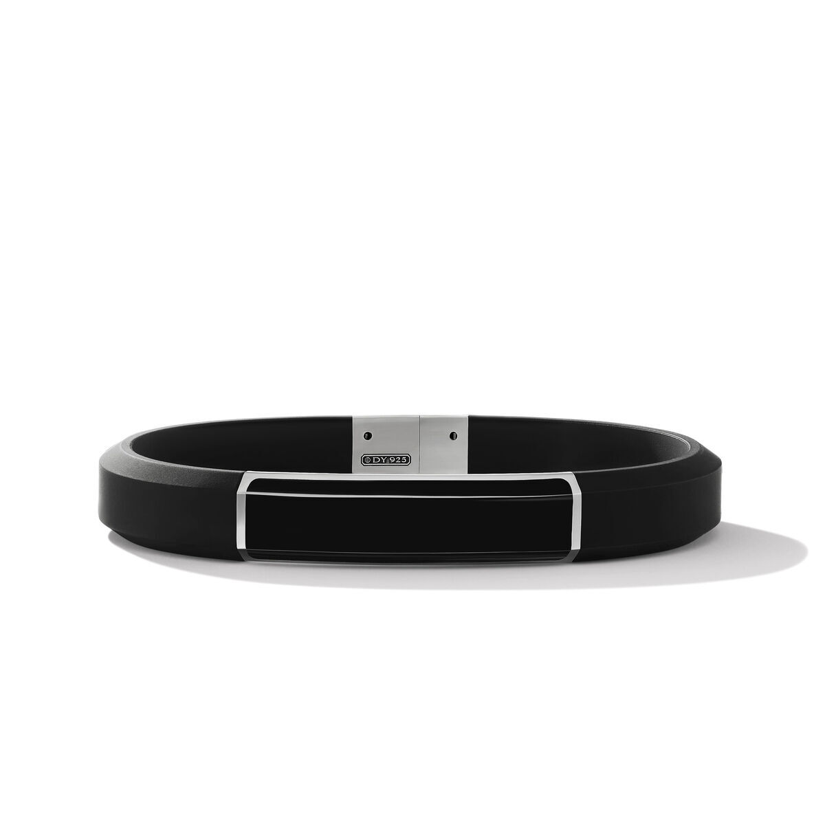 David Yurman Men's Streamline ID Black Rubber Bracelet with Black Onyx - Medium