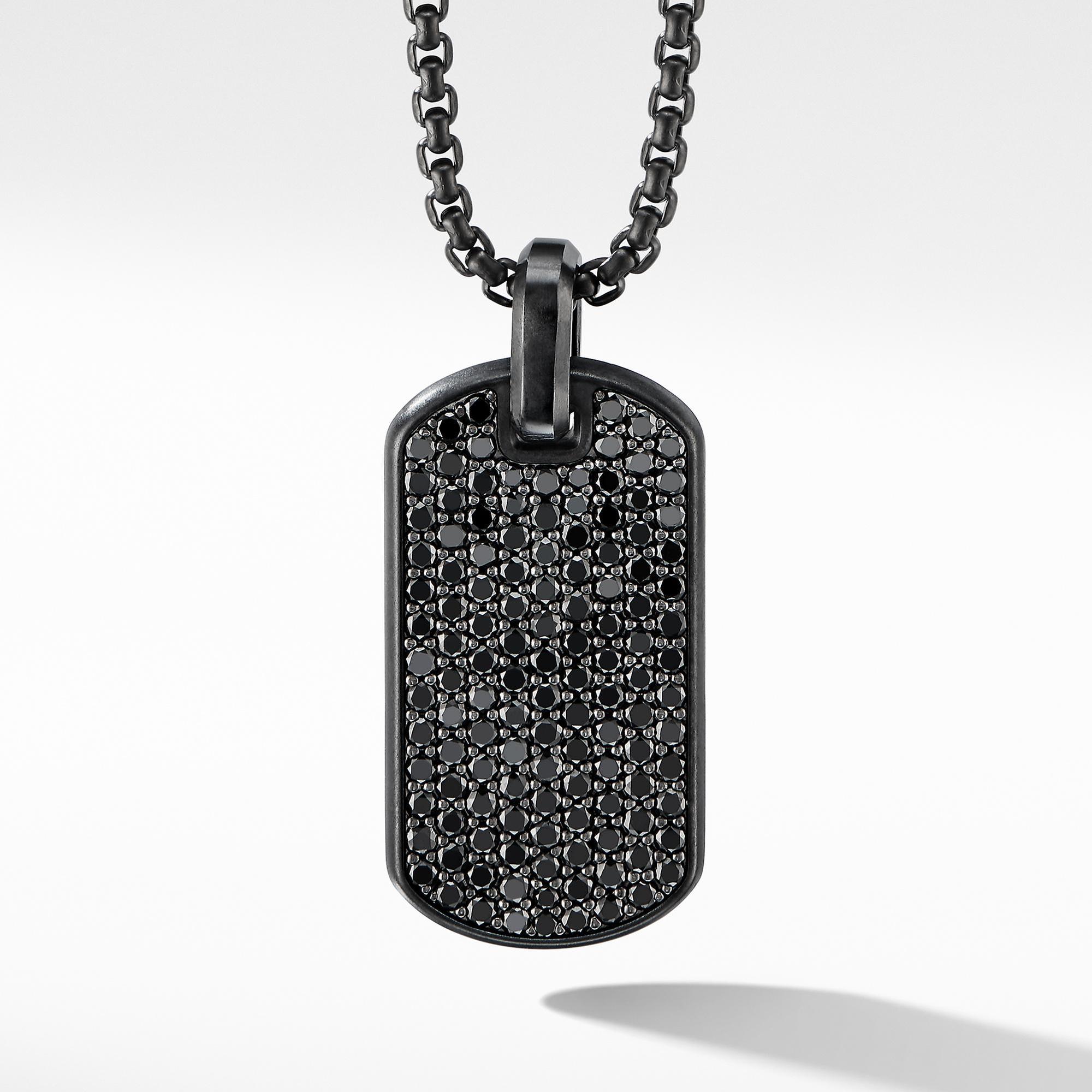 Men's David Yurman Streamline Tag in Black Titanium with Black Di