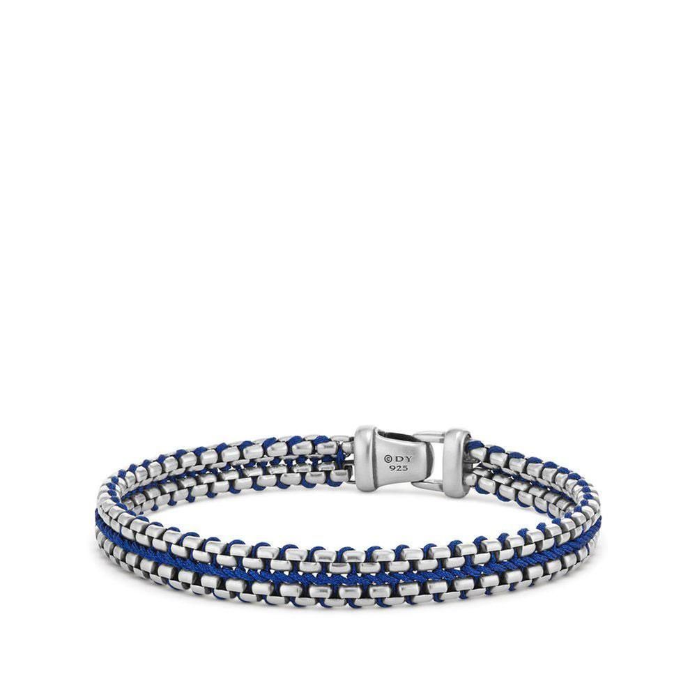Men's David Yurman Woven Box Chain Bracelet in Blue Nylon, 10mm -