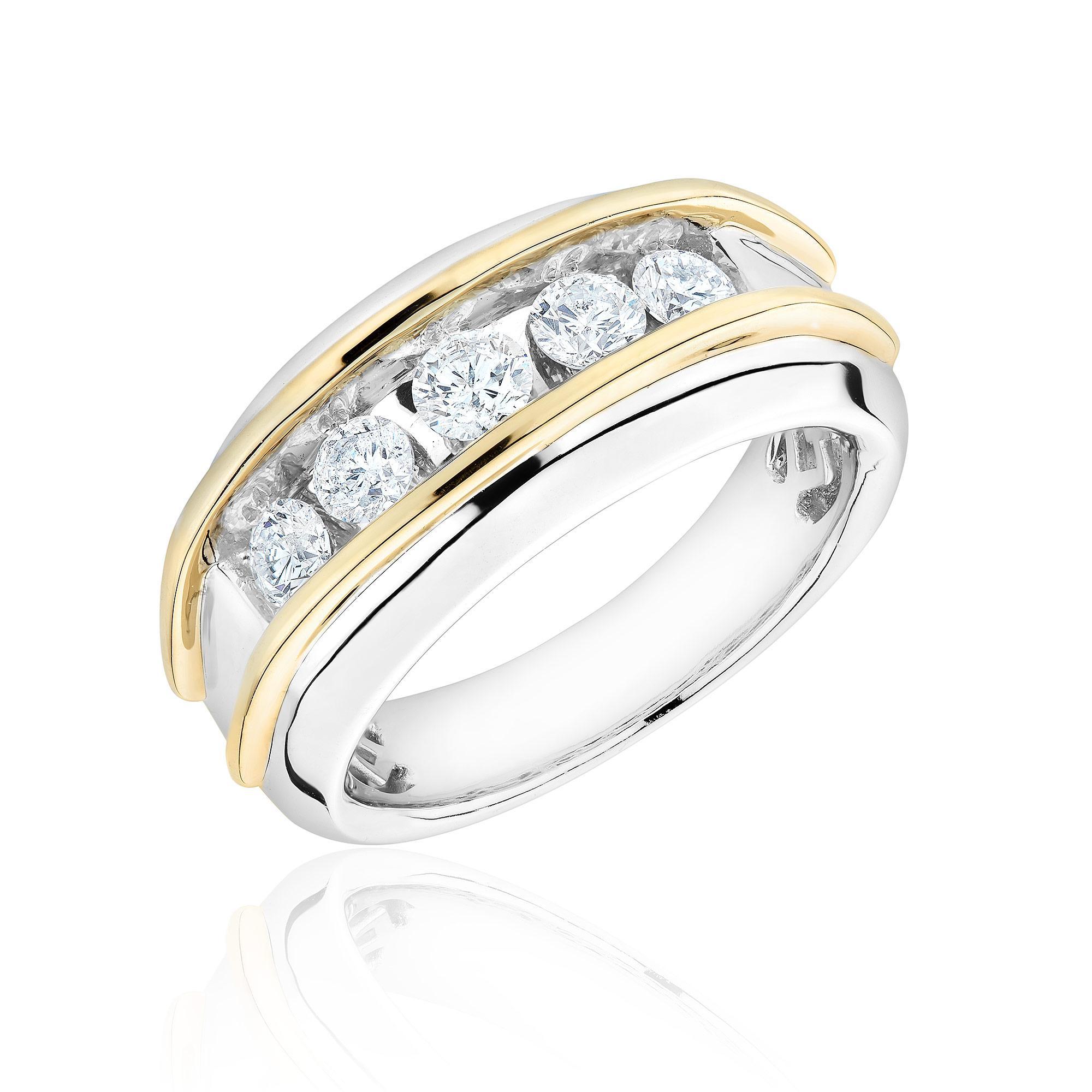 1ctw Channel Set Two-Tone Diamond Band | Men's