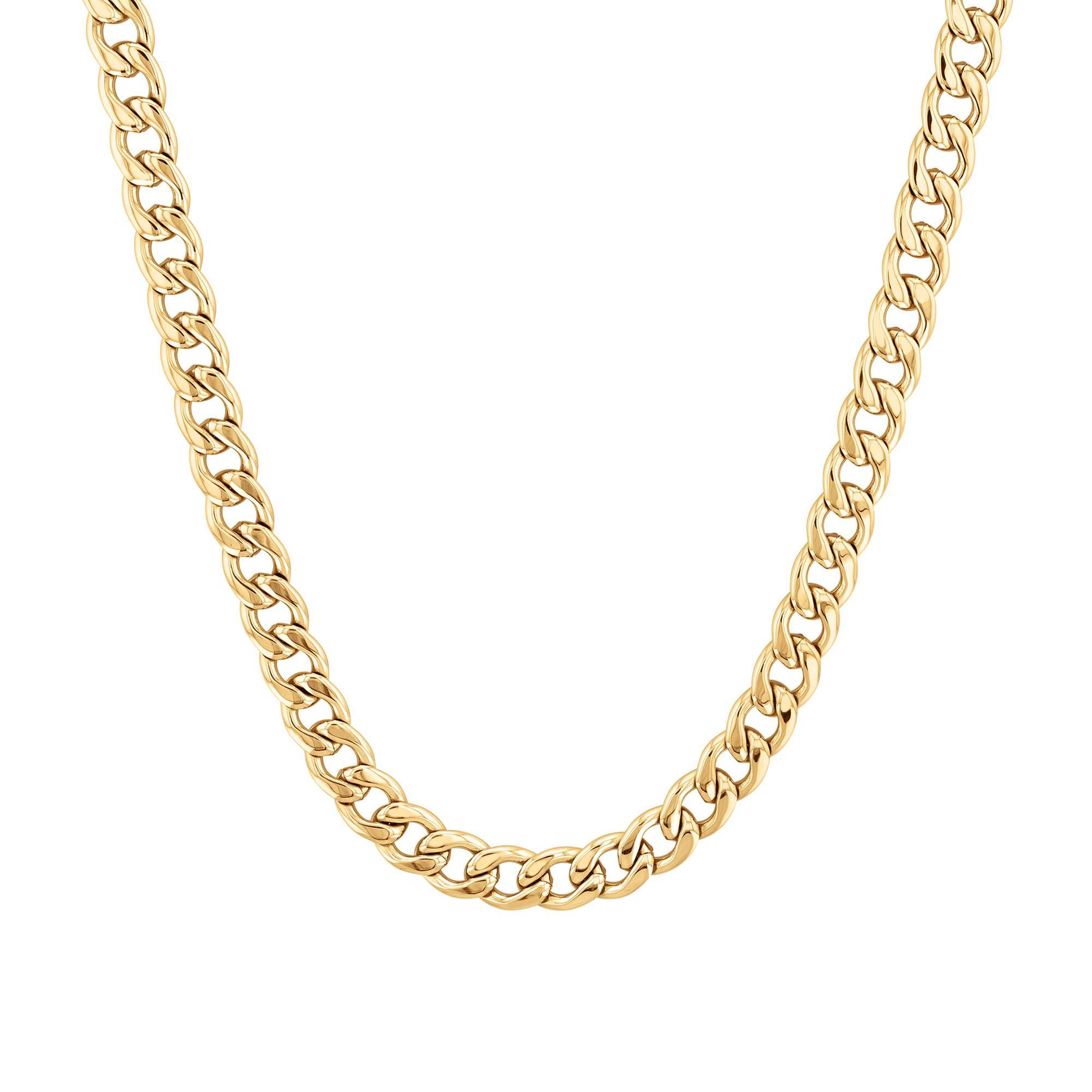 Men's Gold-Plated Stainless Steel Cuban Link Chain Necklace, 11.7