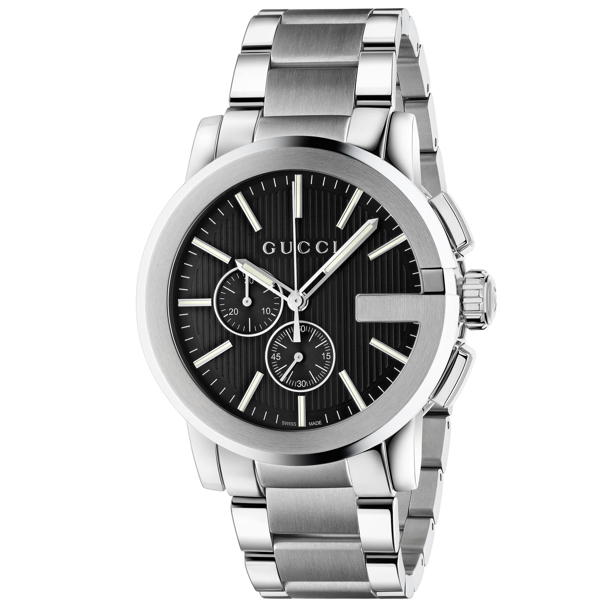 Men's  G-Chrono Black Dial Stainless Steel Watch - Gucci YA101204