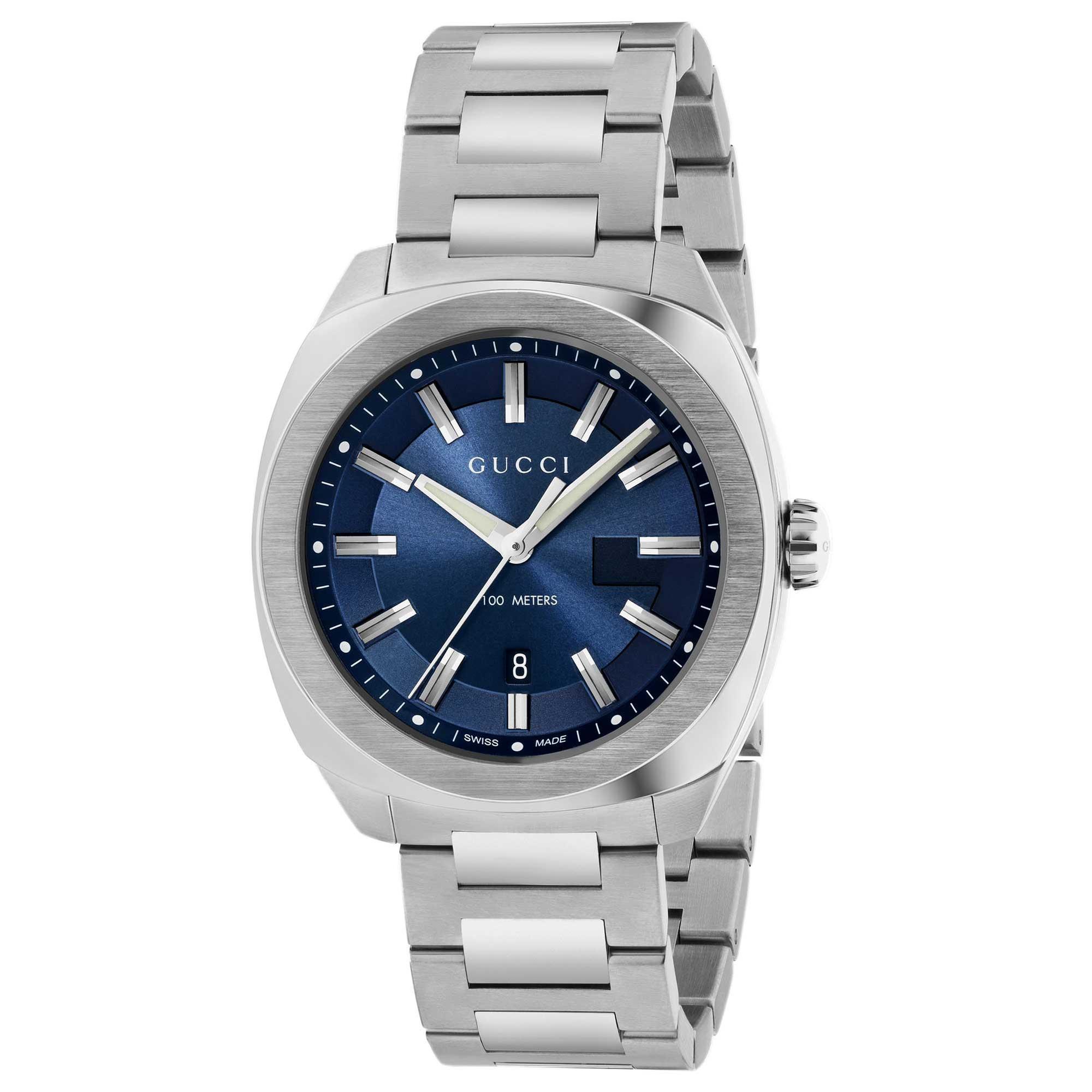 Men's  GG2570 Dark Blue Dial Stainless Steel Watch - Gucci YA142303
