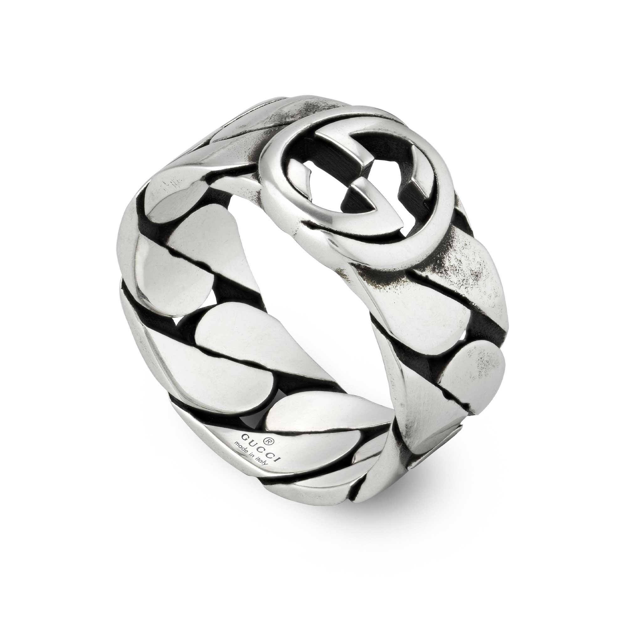 Men's Gucci Interlocking G Ring in Sterling Silver, 8mm - Size 10
