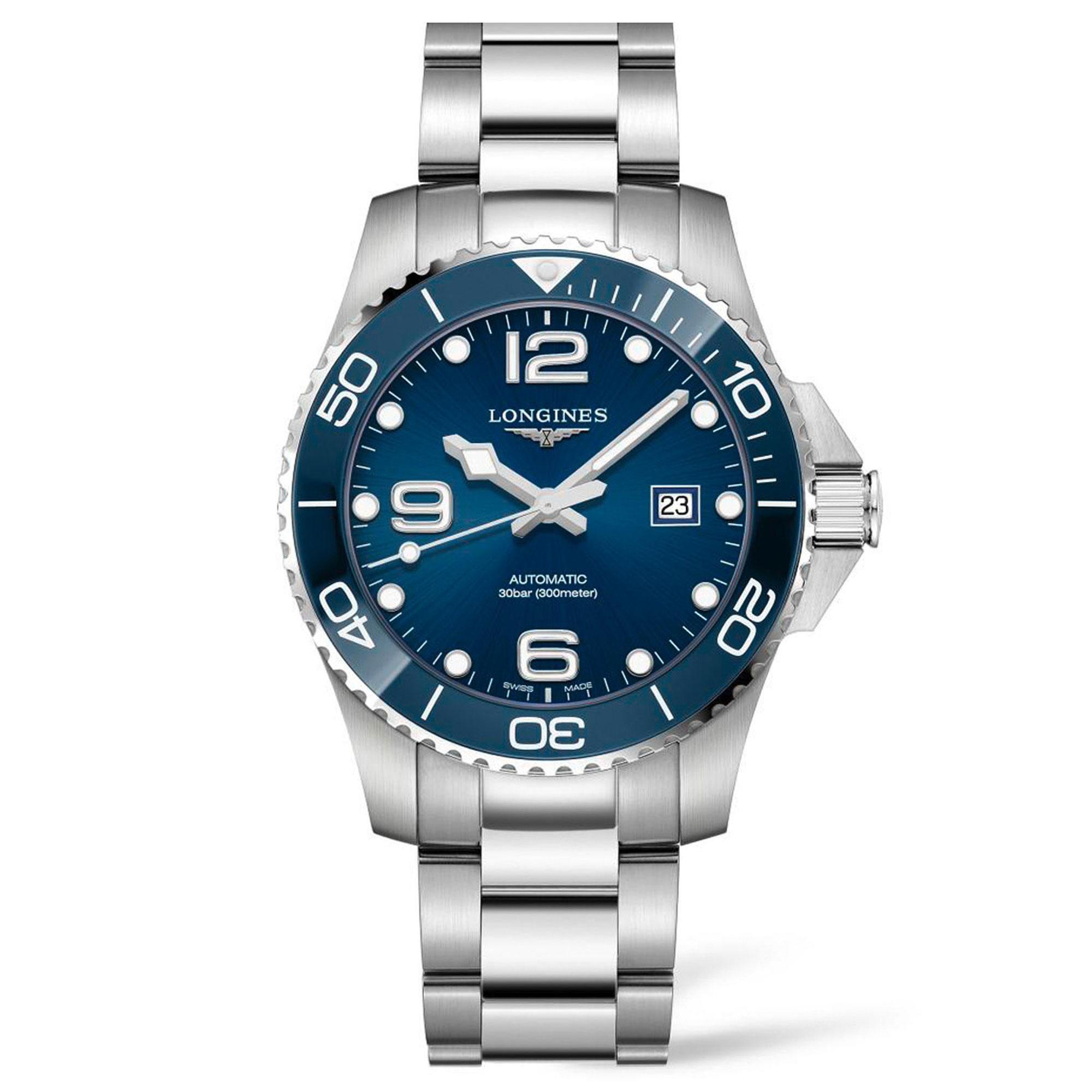 Men's  HydroConquest Automatic Blue Dial Stainless Steel Diving Watch - Longines L37824966