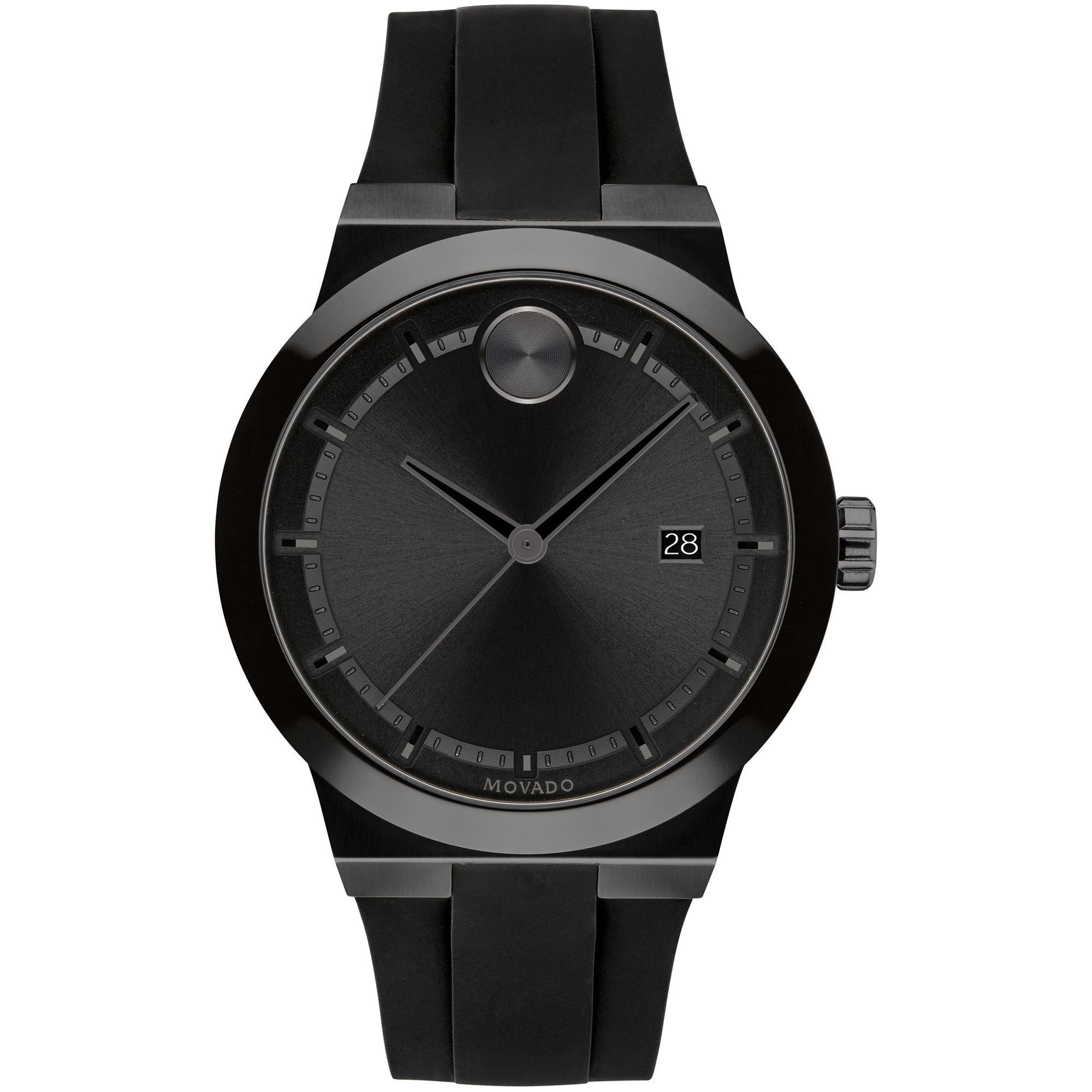 Men's  BOLD Fusion Black-Ion plated Stainless Steel Silicone Black Strap Watch | 42mm | - Movado 3600621