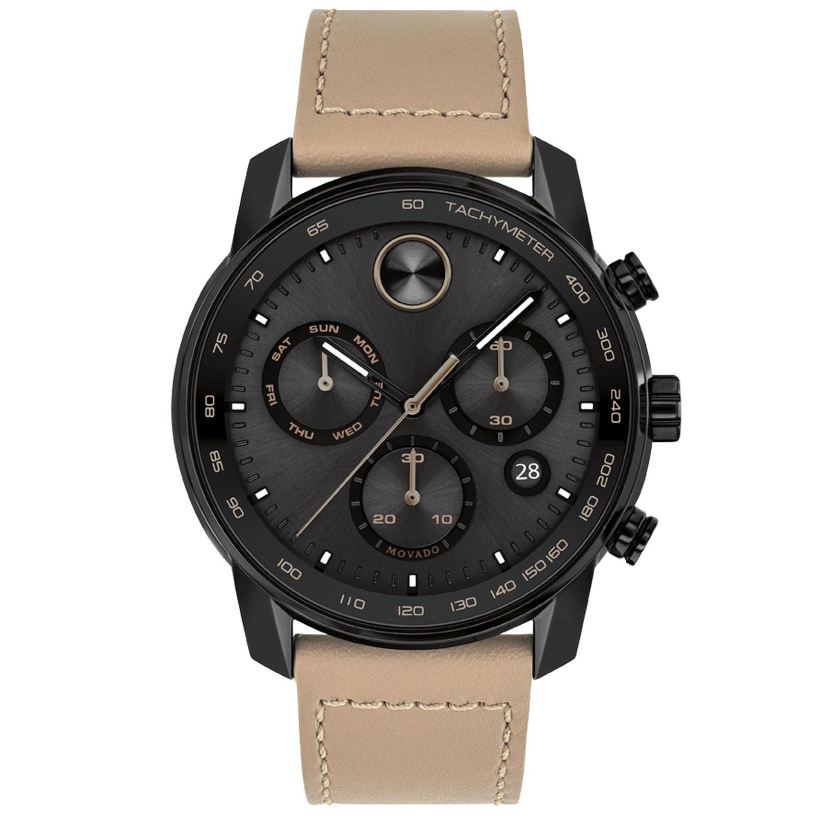Men's  BOLD Verso Chronograph Brown Leather Strap Watch | 44mm | - Movado 3600738