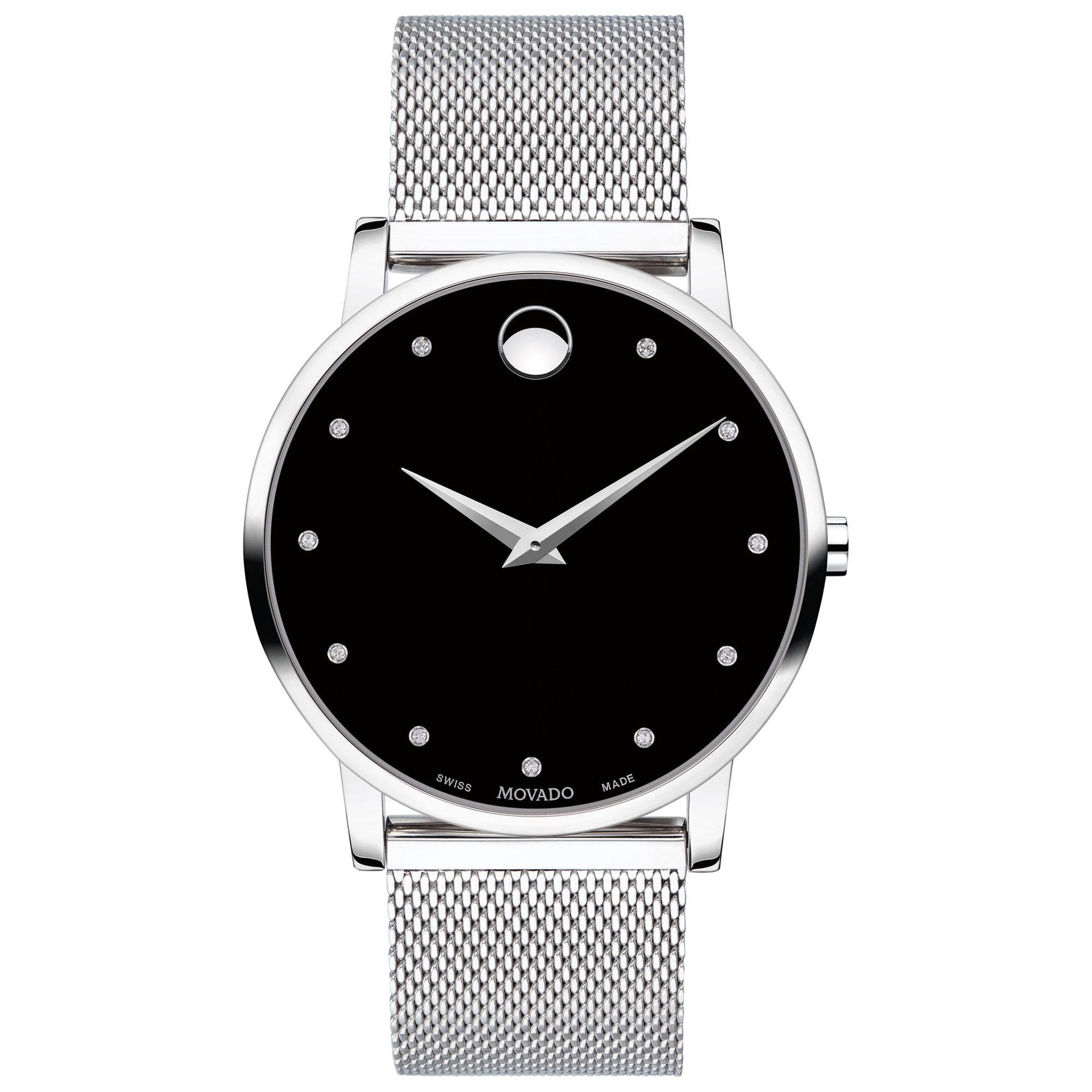 Men's  Museum Classic Stainless Steel Diamond Watch | 40mm | 0 - Movado 607511