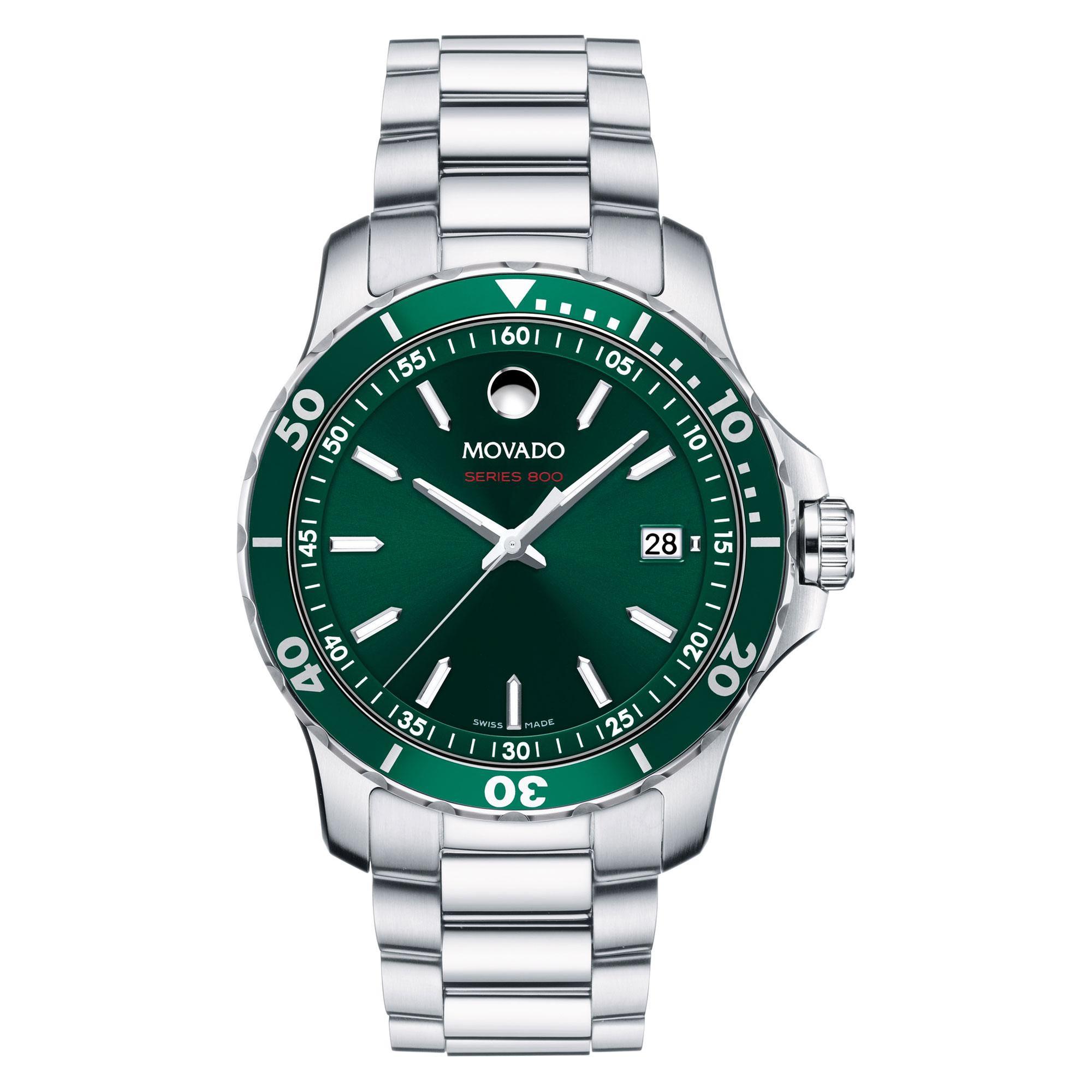 Men's  Series 800 Green Dial Stainless Steel Watch | 40mm | - Movado 2600136
