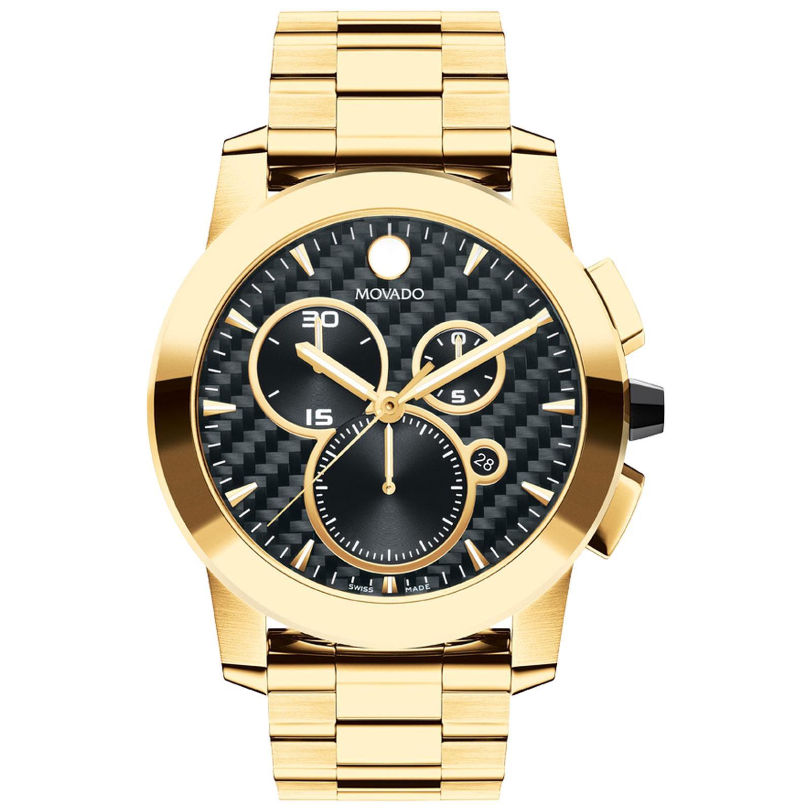 Men's  Vizio Chronograph Yellow Gold-Tone Watch | 44.5mm | 0 - Movado 607563