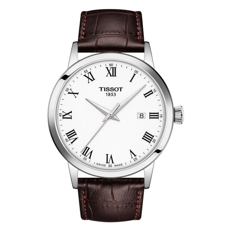 Men's Tissot T-Classic Dream Brown Leather Strap Watch T1294101601300