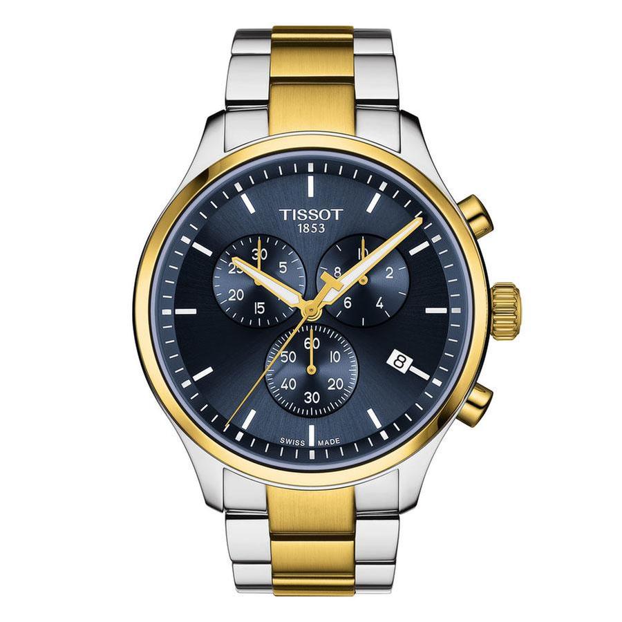 Men's Tissot T-Sport Chrono XL Classic Blue Dial and Two-Tone Bracelet Watch T1166172204100