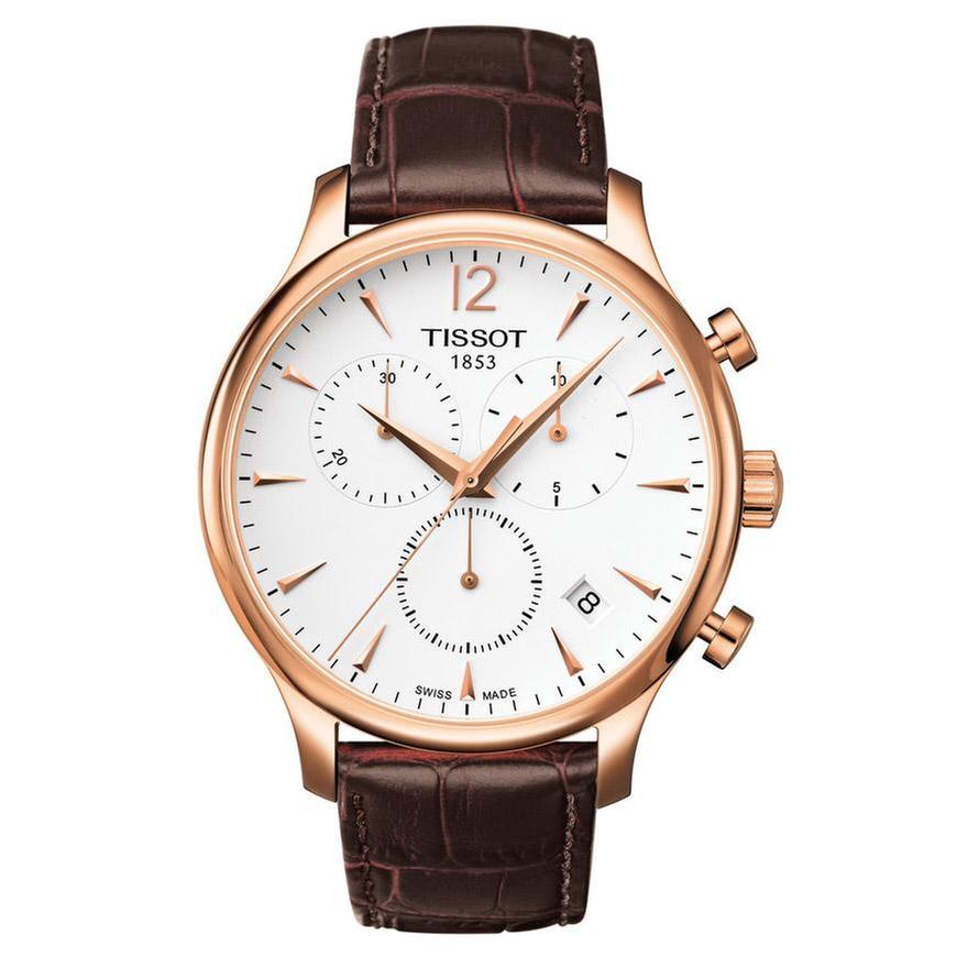 Men's  Tradition Chronograph Brown Leather Strap Watch - Tissot T0636173603700