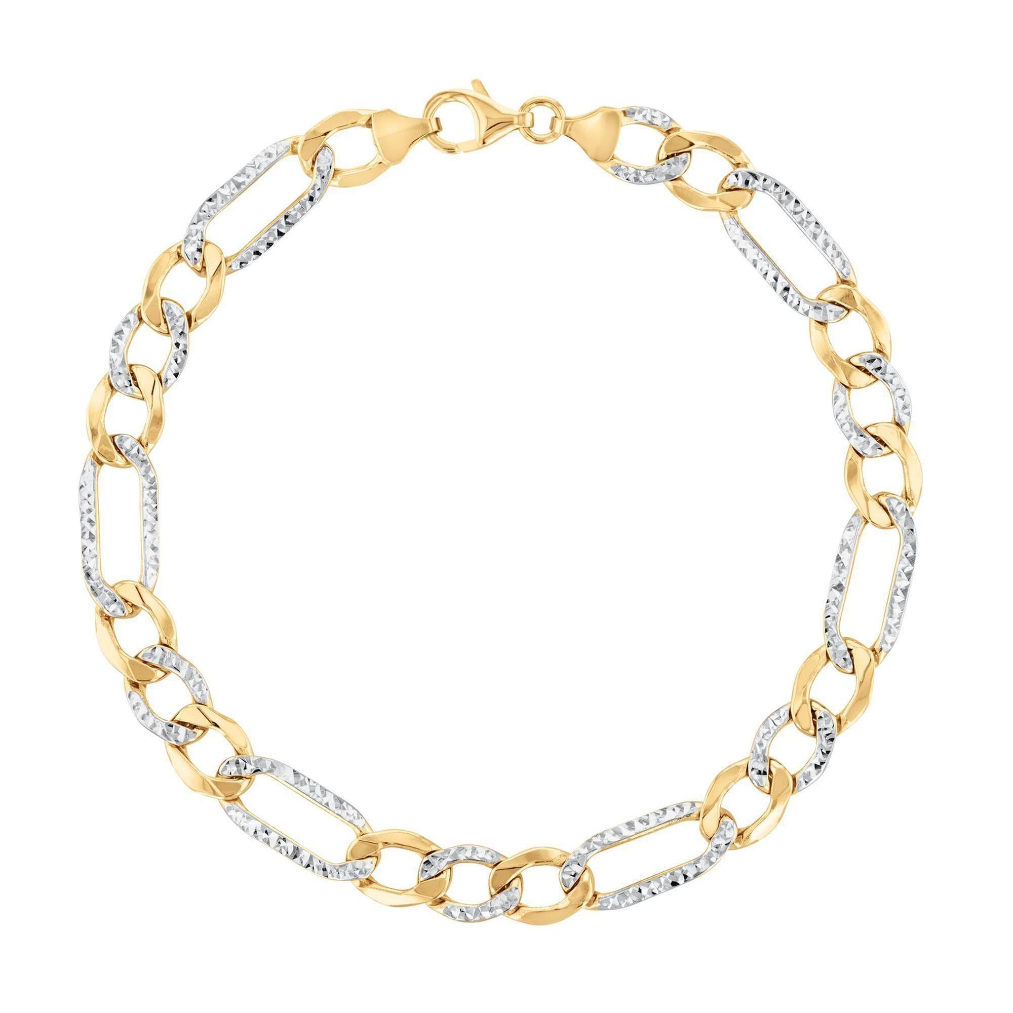 Two-Tone Figaro Chain Bracelet | 7mm | 8.5 Inches | Men's