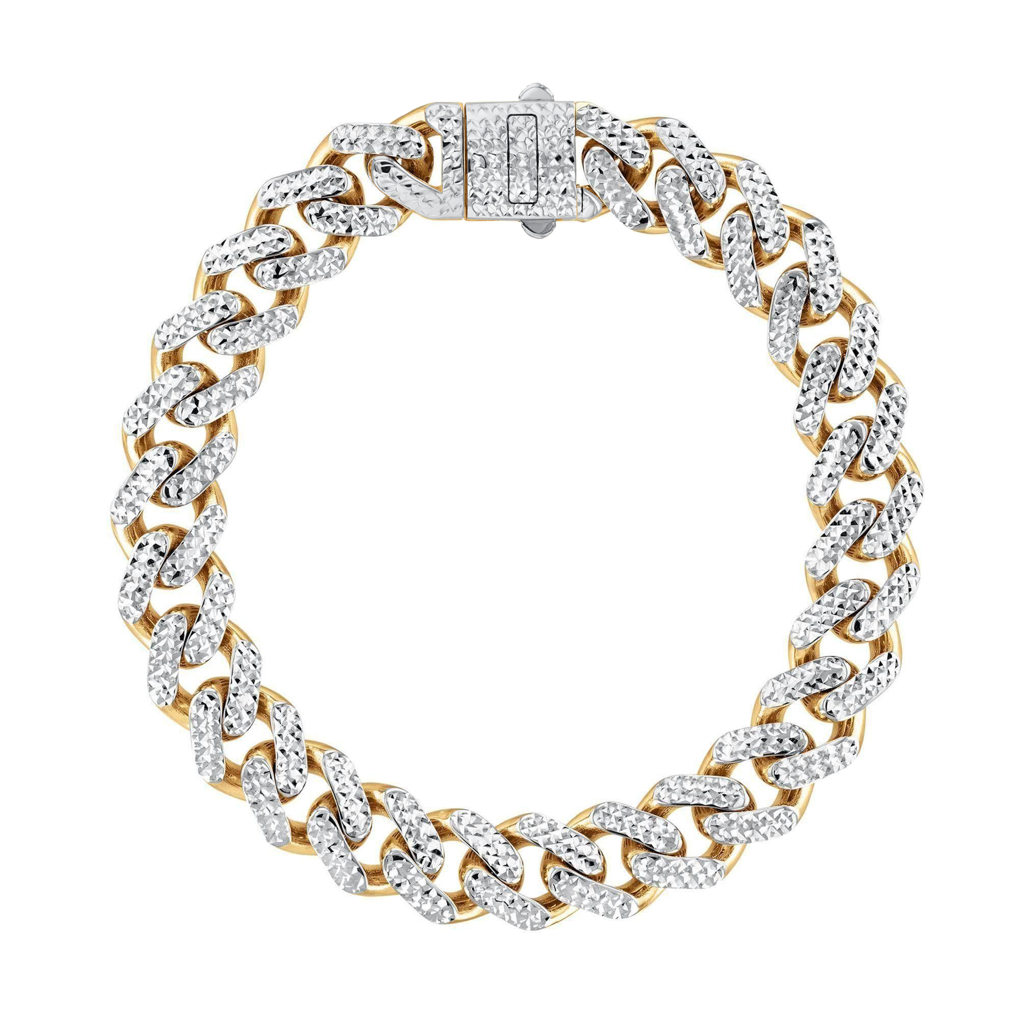Men's Two-Tone Miami Cuban Link Chain Bracelet 9.5mm, 8.25 Inches