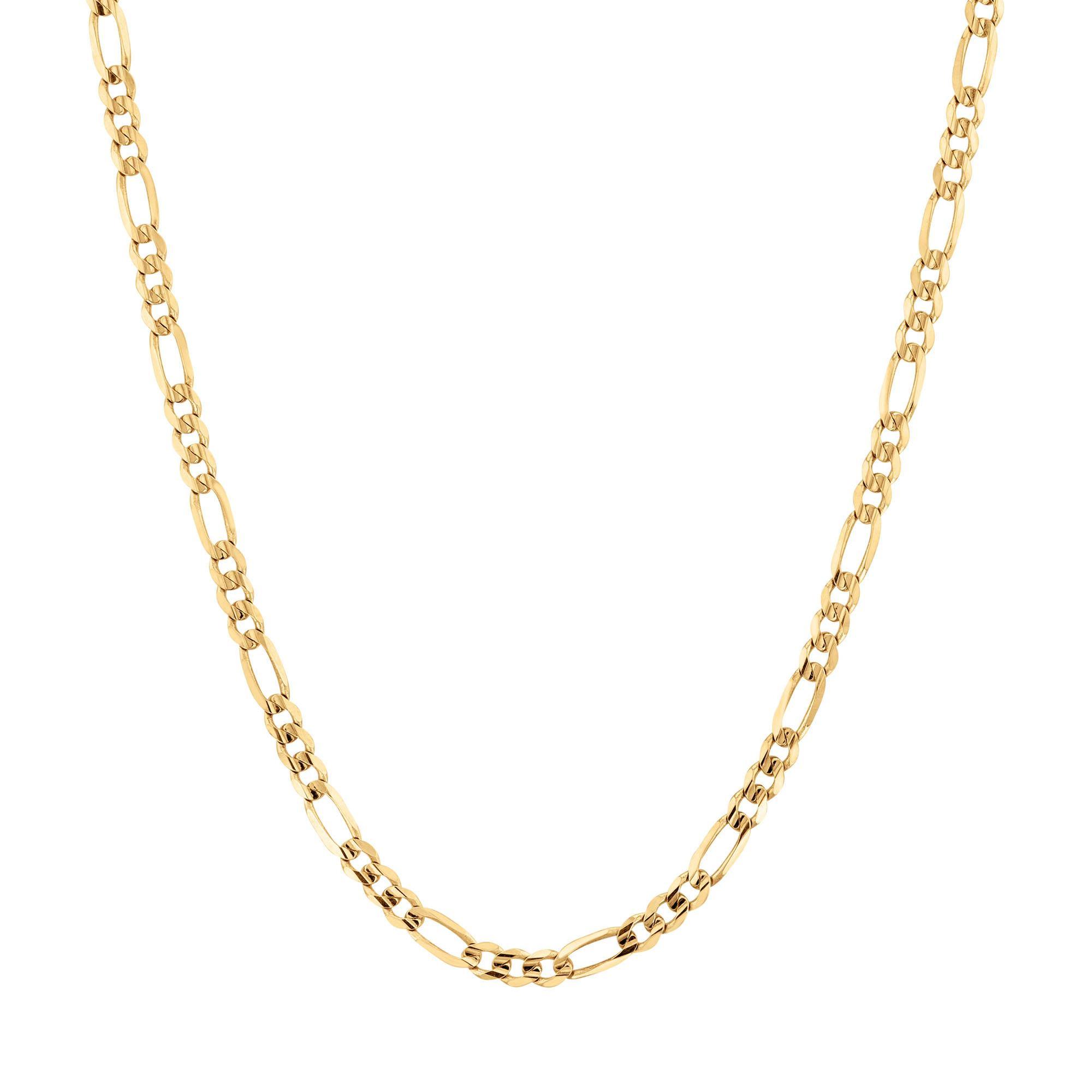 Men's Yellow Gold Concave Figaro Chain Necklace | 4.5mm | 24 Inches