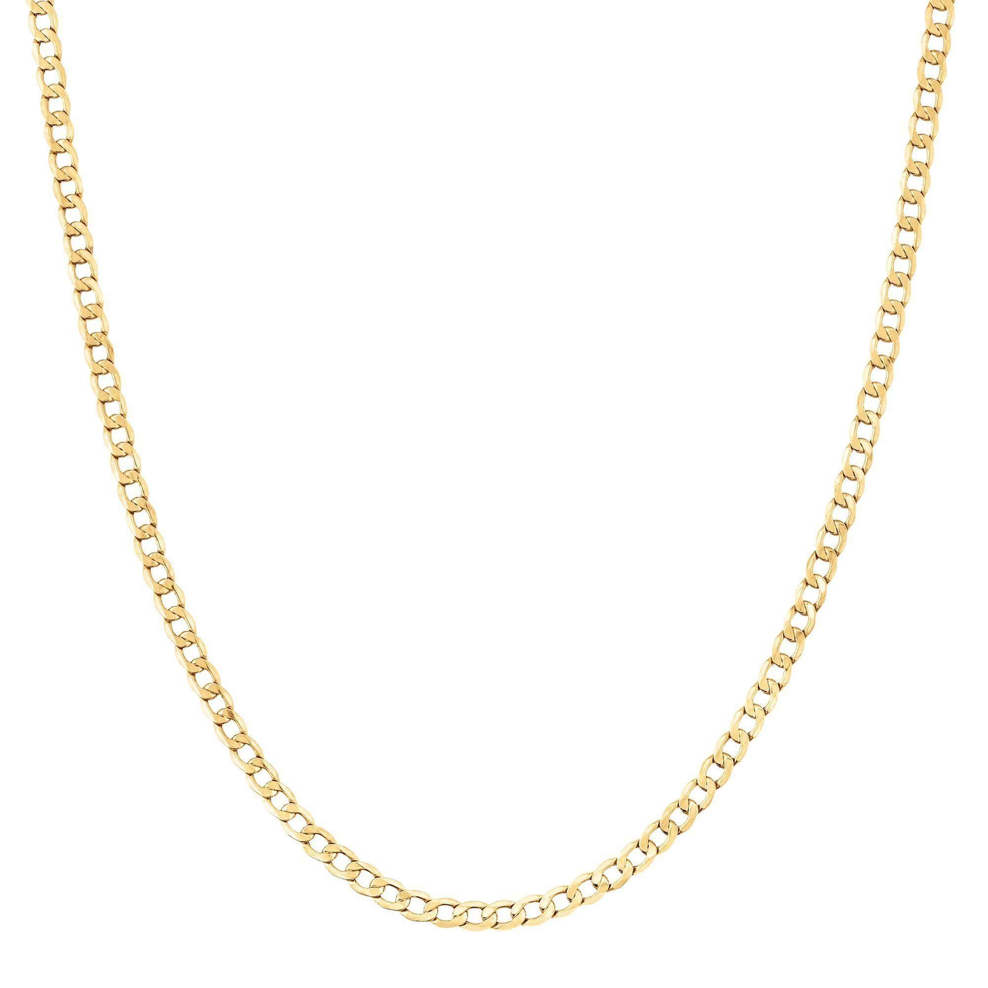 Yellow Gold Semi-Solid Curb Chain Necklace 4.3mm, 20 Inches