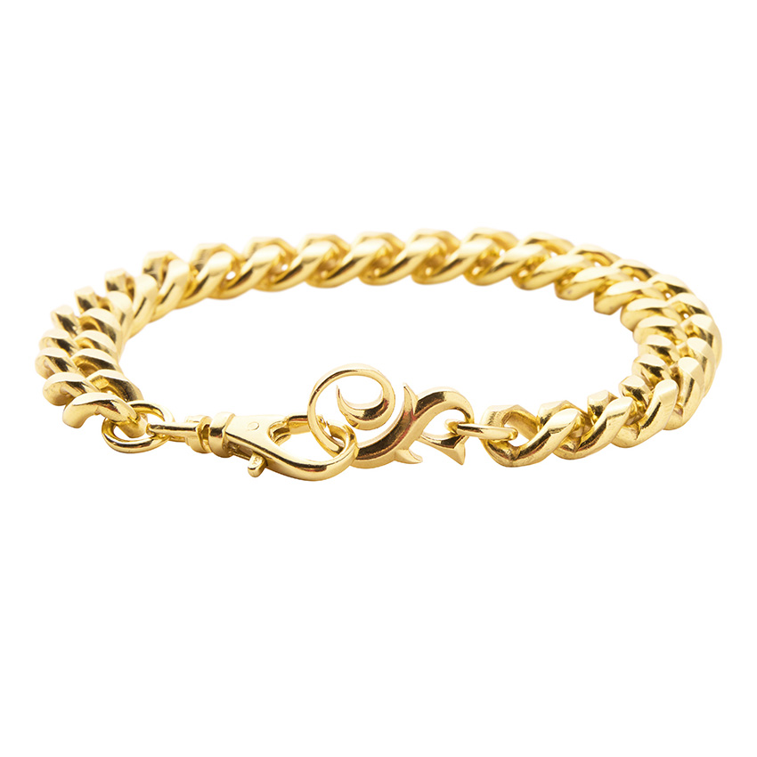 Metal Alchemist  Lovechild by Snoop Dogg 8mm 14k Gold-Plated Cuban Chain Link Bracelet  Bracelet Length: 8 Inches