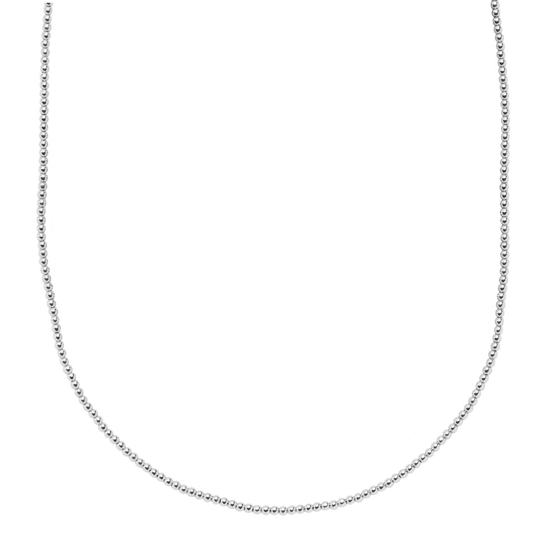 Metal Alchemist  Precious Metal Sterling Silver 2mm Beaded Stretch Necklace - 18 Inches
