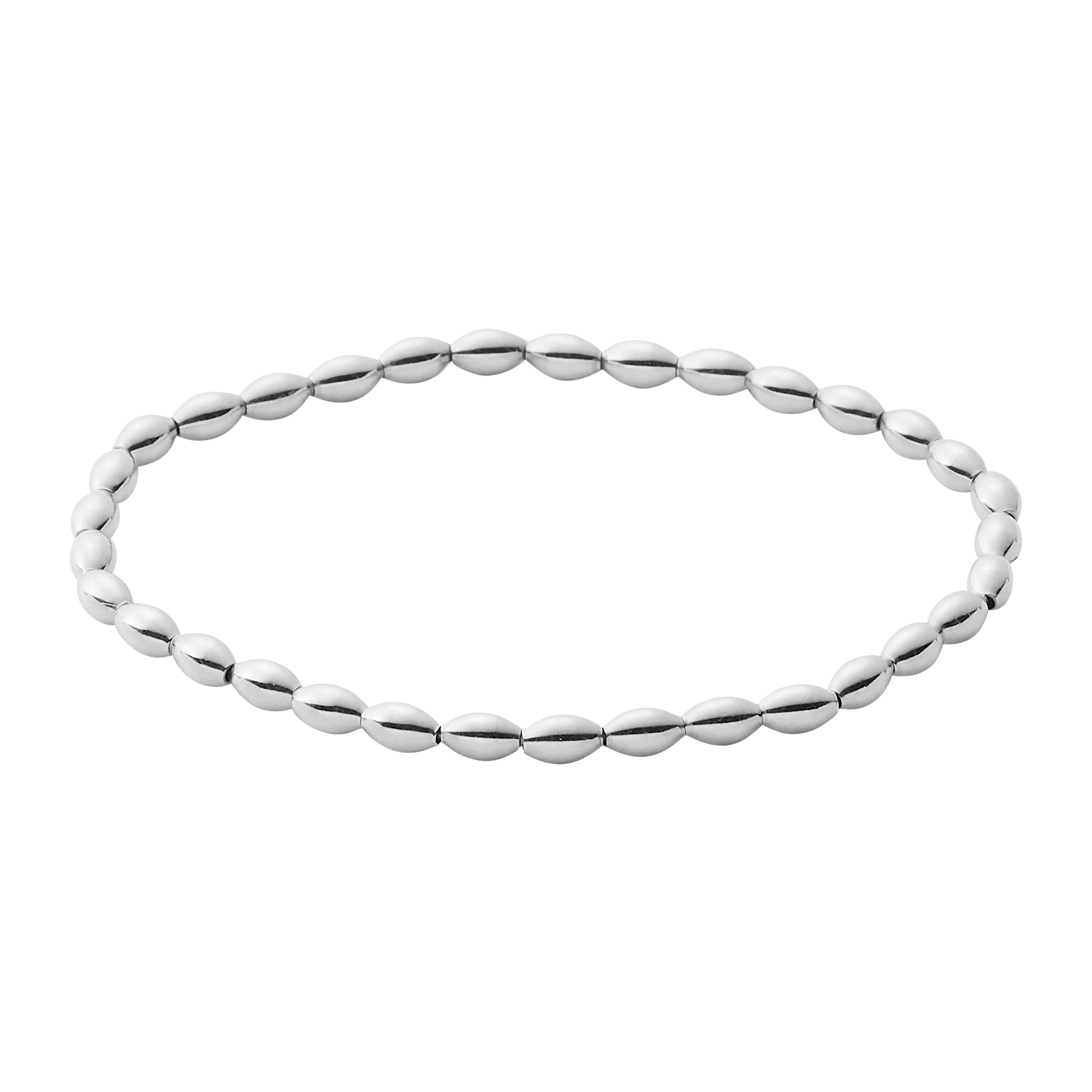 Metal Alchemist  Precious Metal Sterling Silver Beaded Small Oval Stretch Bracelet
